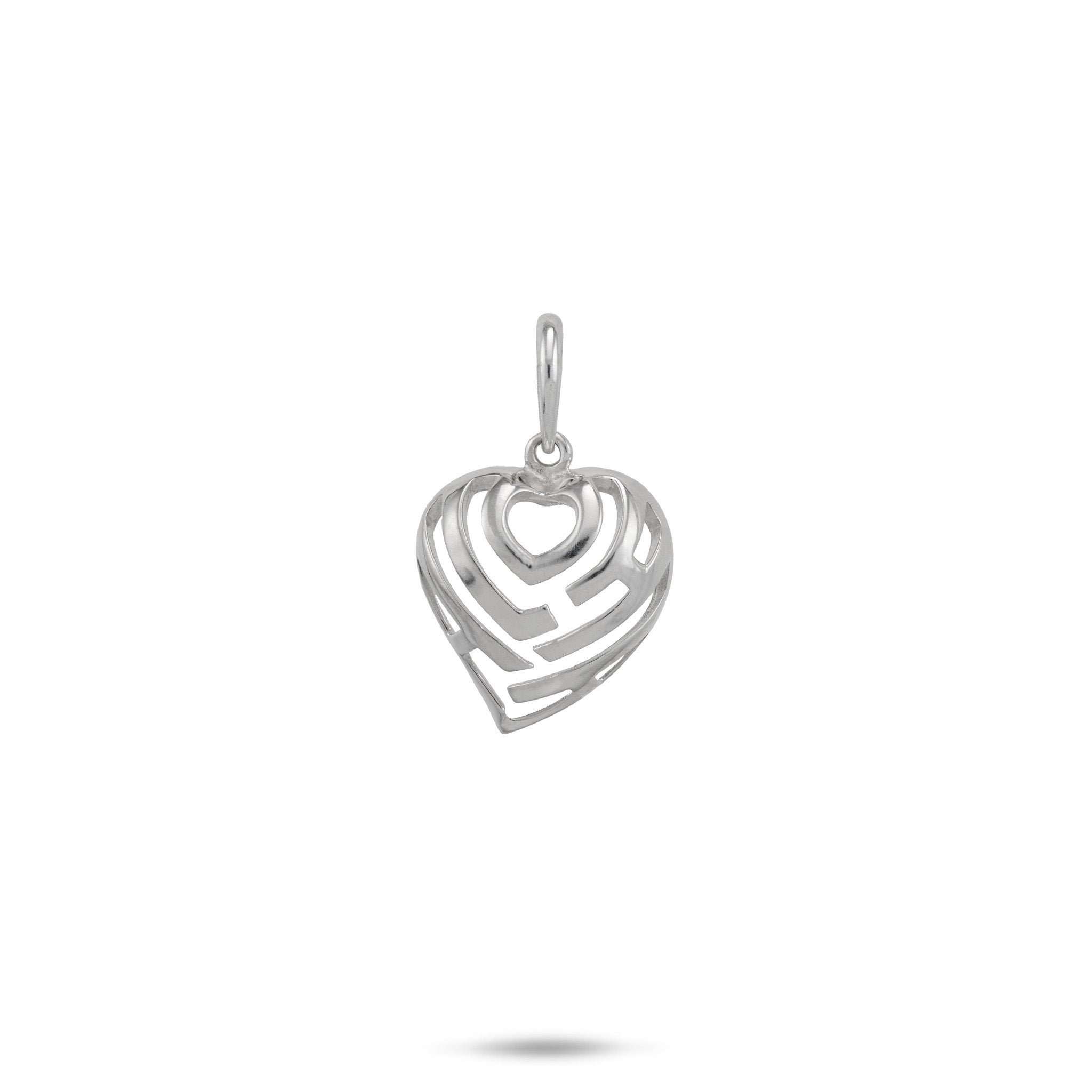 12mm Aloha Heart Charm/Pendant in Sterling Silver