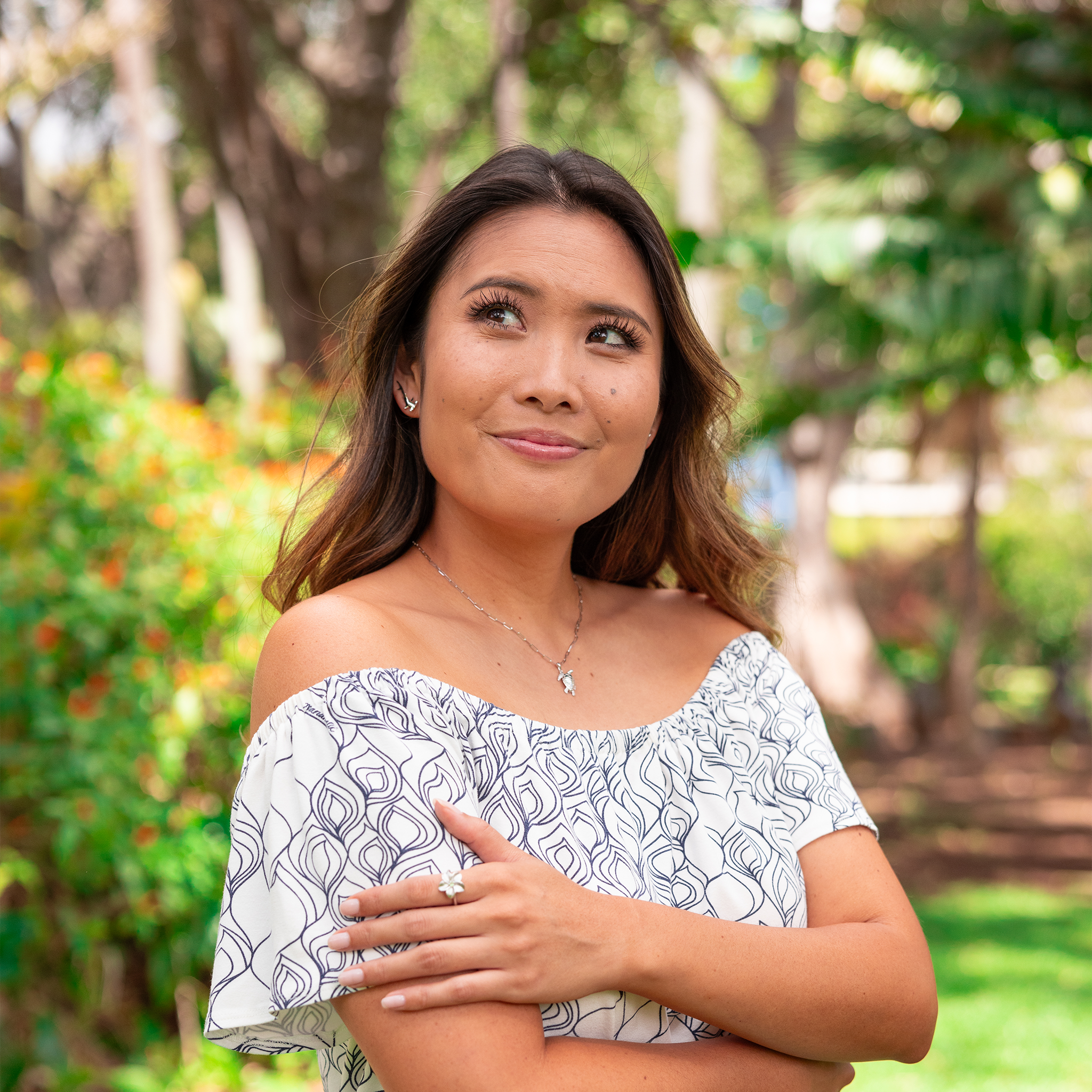 Plumeria Peridot Ring in Sterling Silver - 15mm