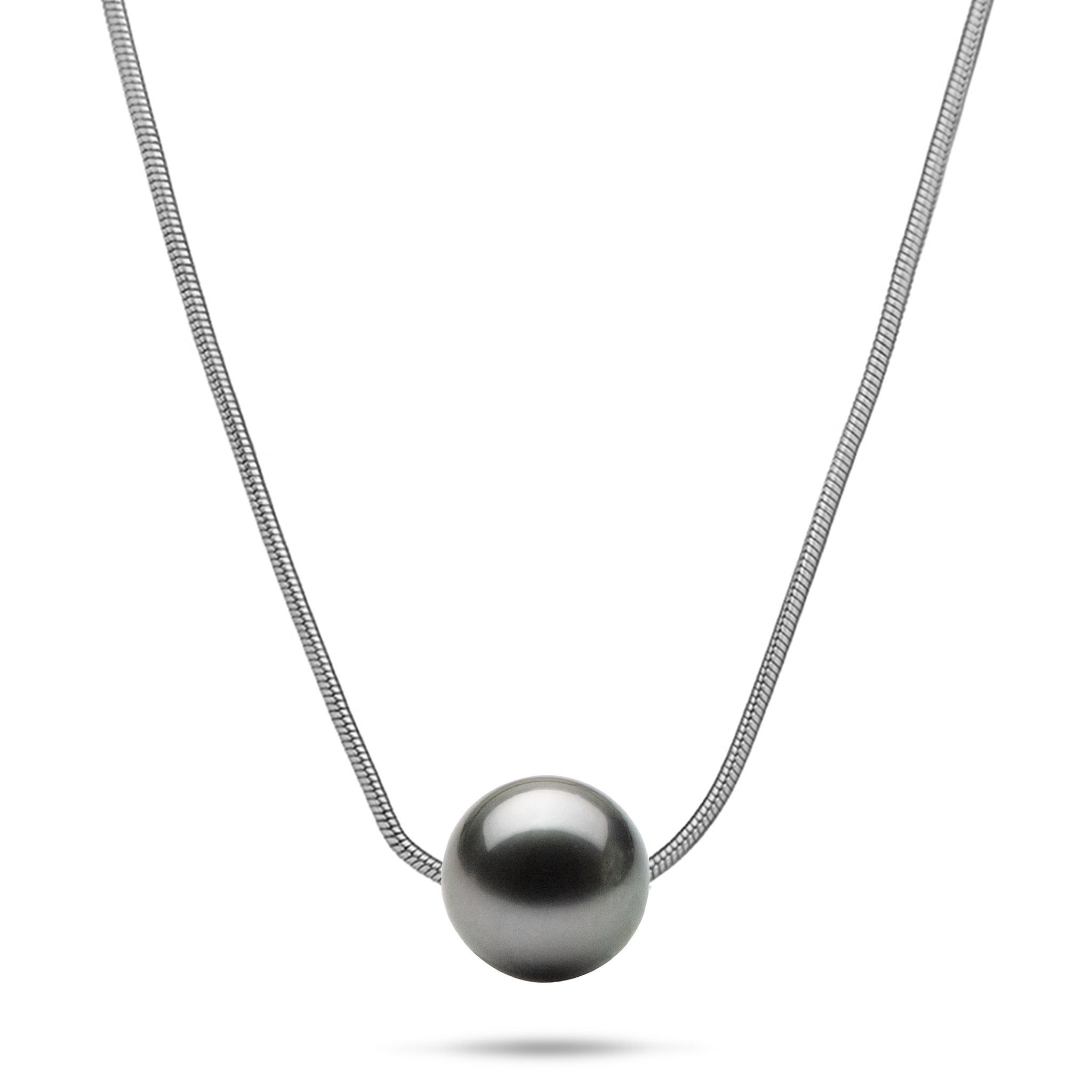 18インチ タヒチ黒蝶真珠ネックレス(スターリングシルバー)