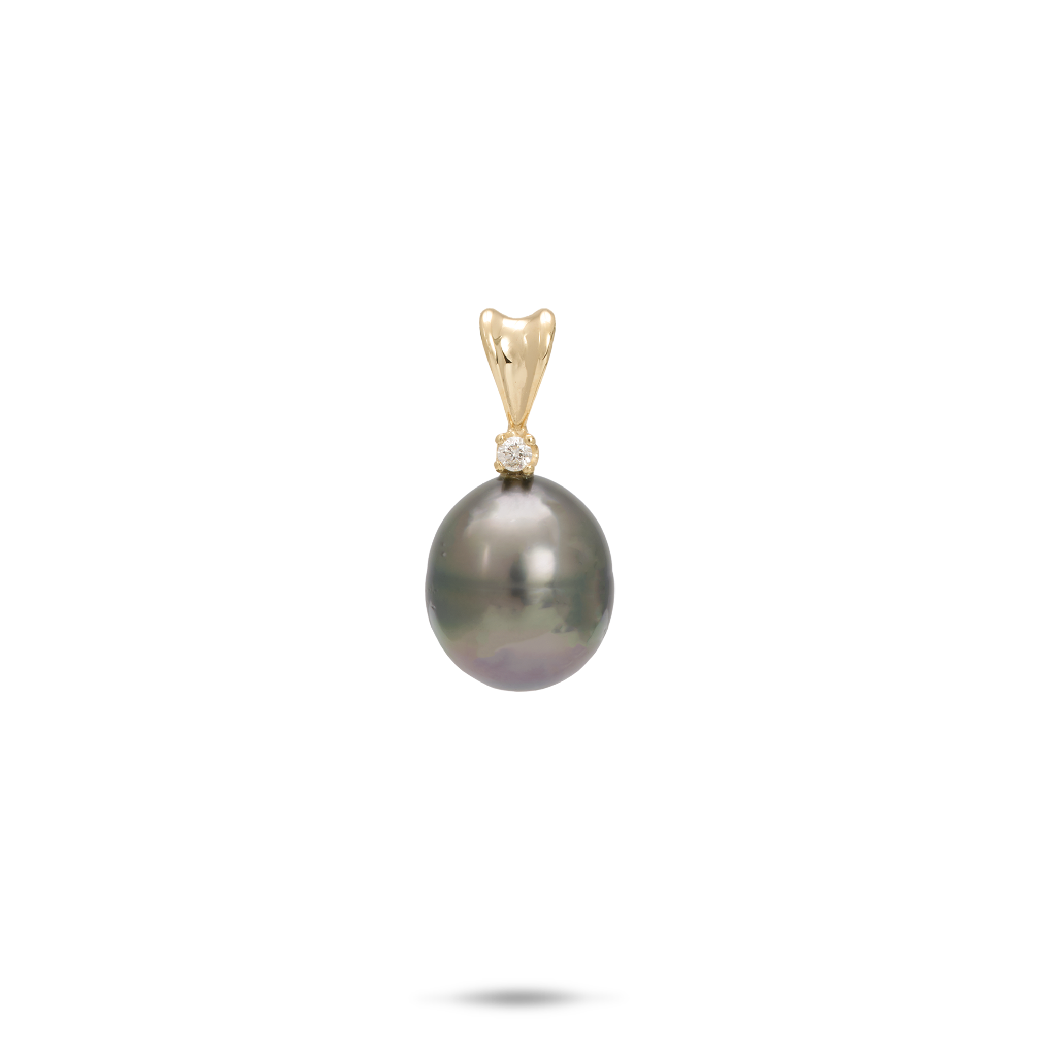 Tahitian Black Pearl Pendant in Gold with Diamond - 8-9mm