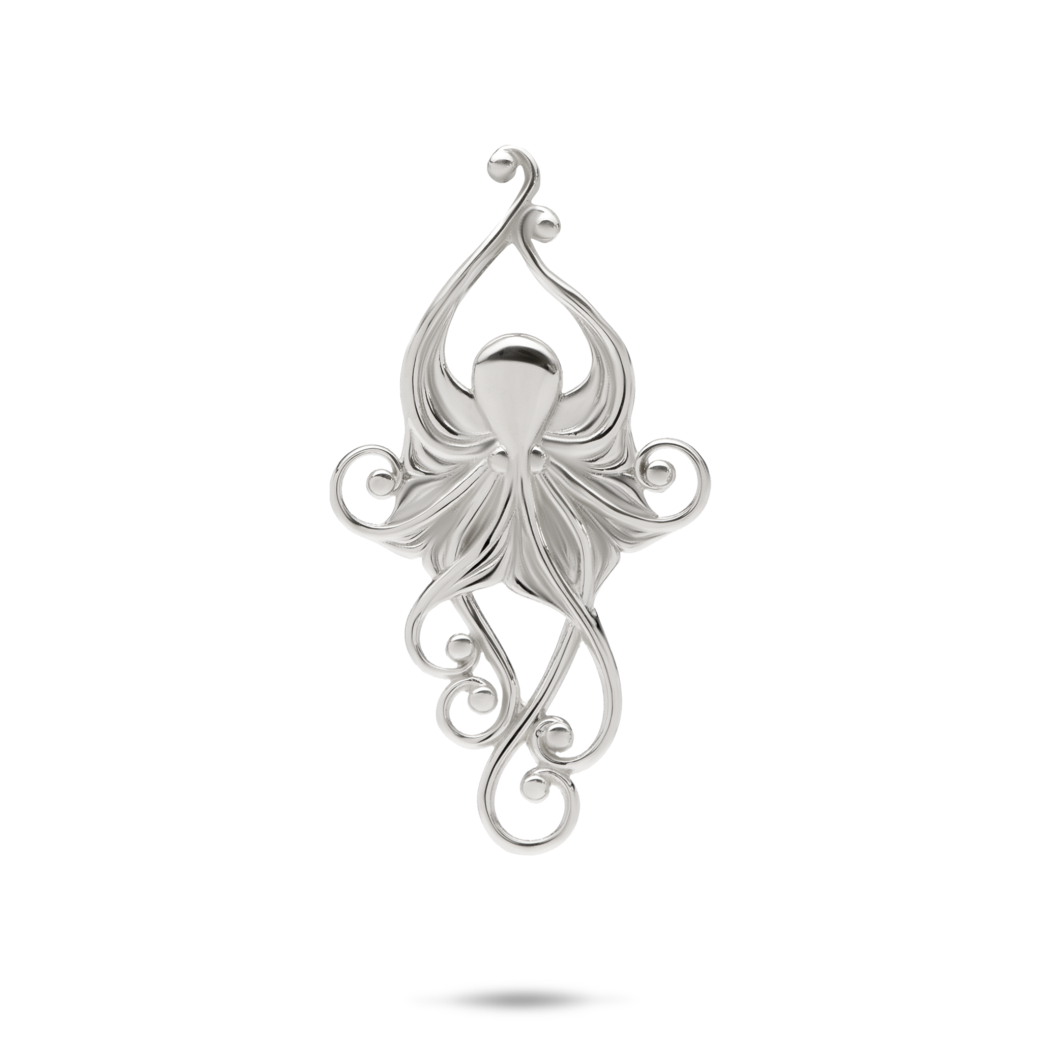 Living Heirloom Octopus Pendant in White Gold -36mm