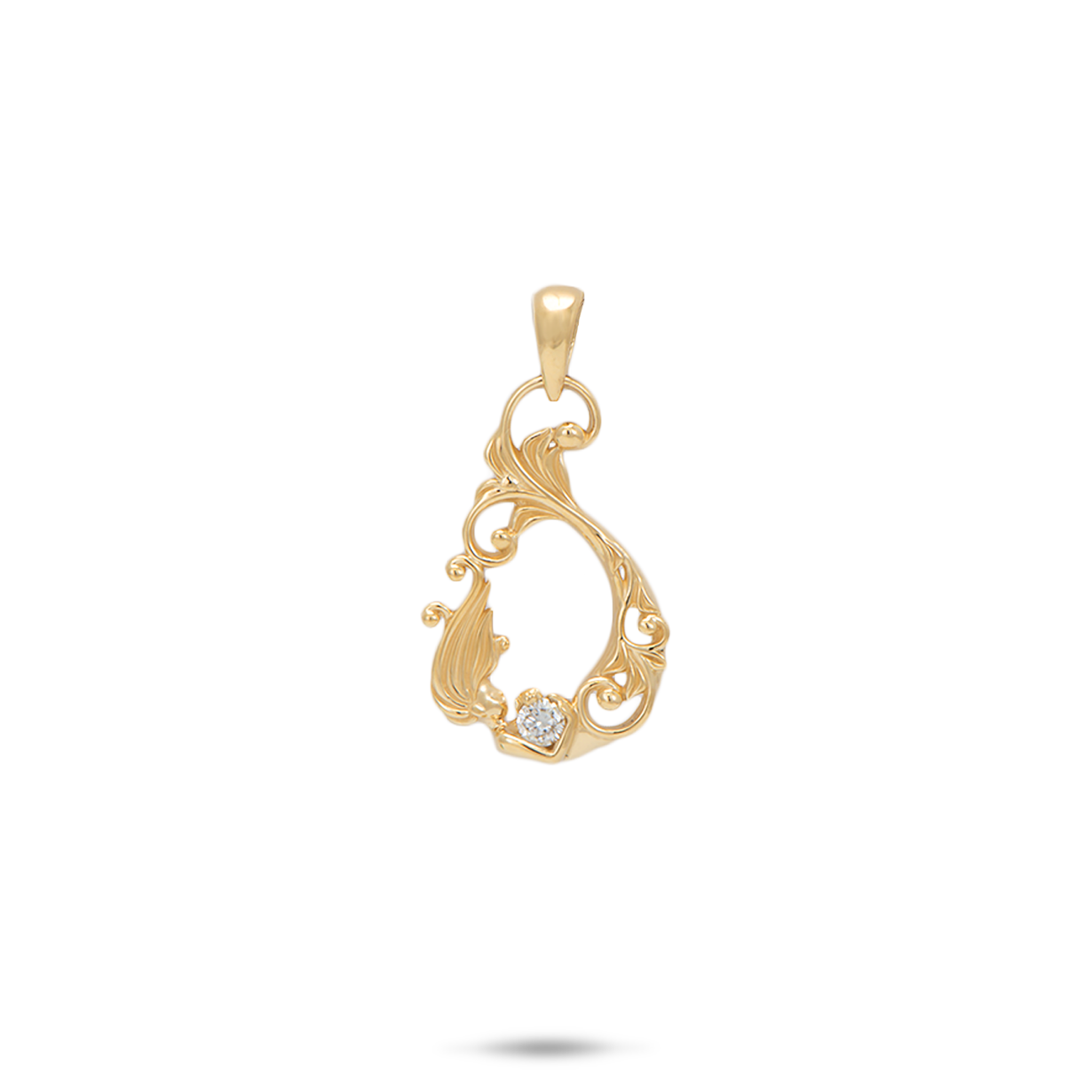 Living Heirloom Mermaid Pendant in Gold with Diamonds - 19mm