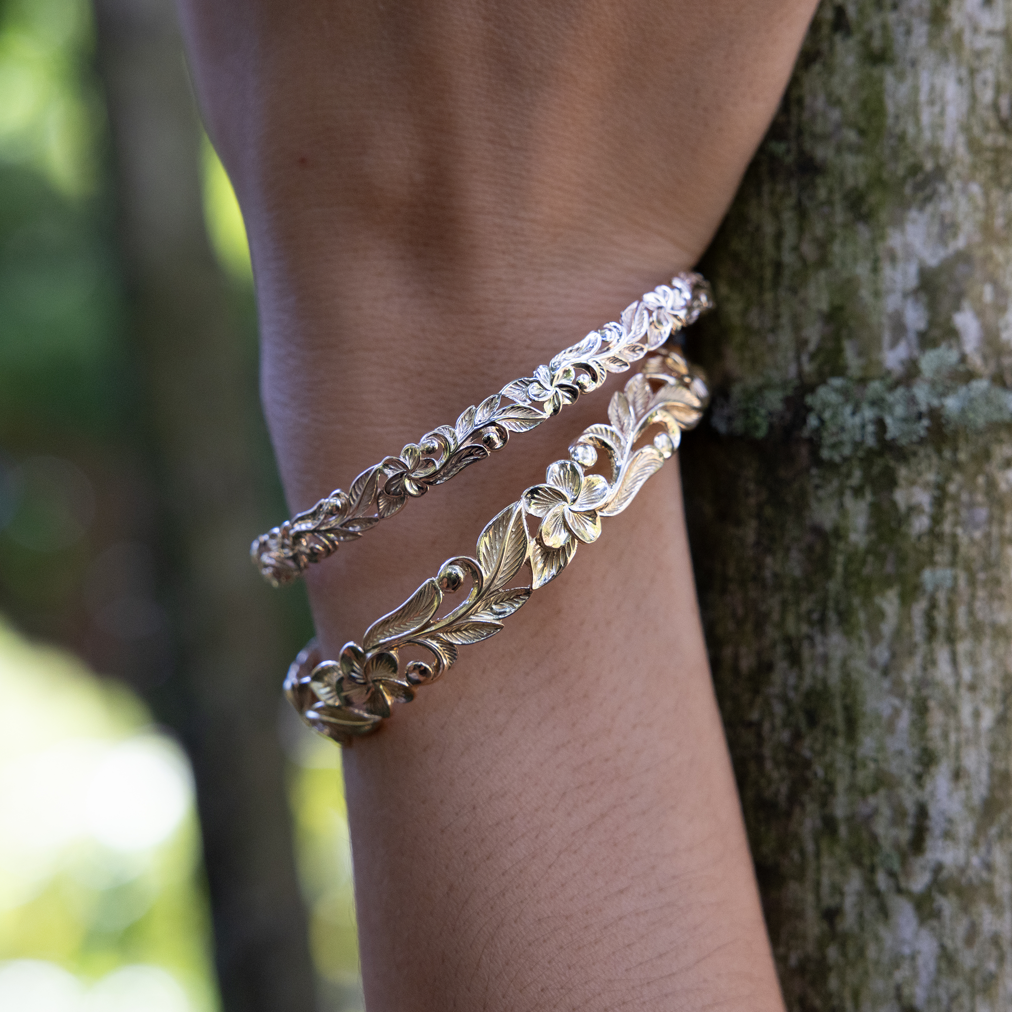 ハワイアンの家宝のプルメリアブレスレット - 10mm