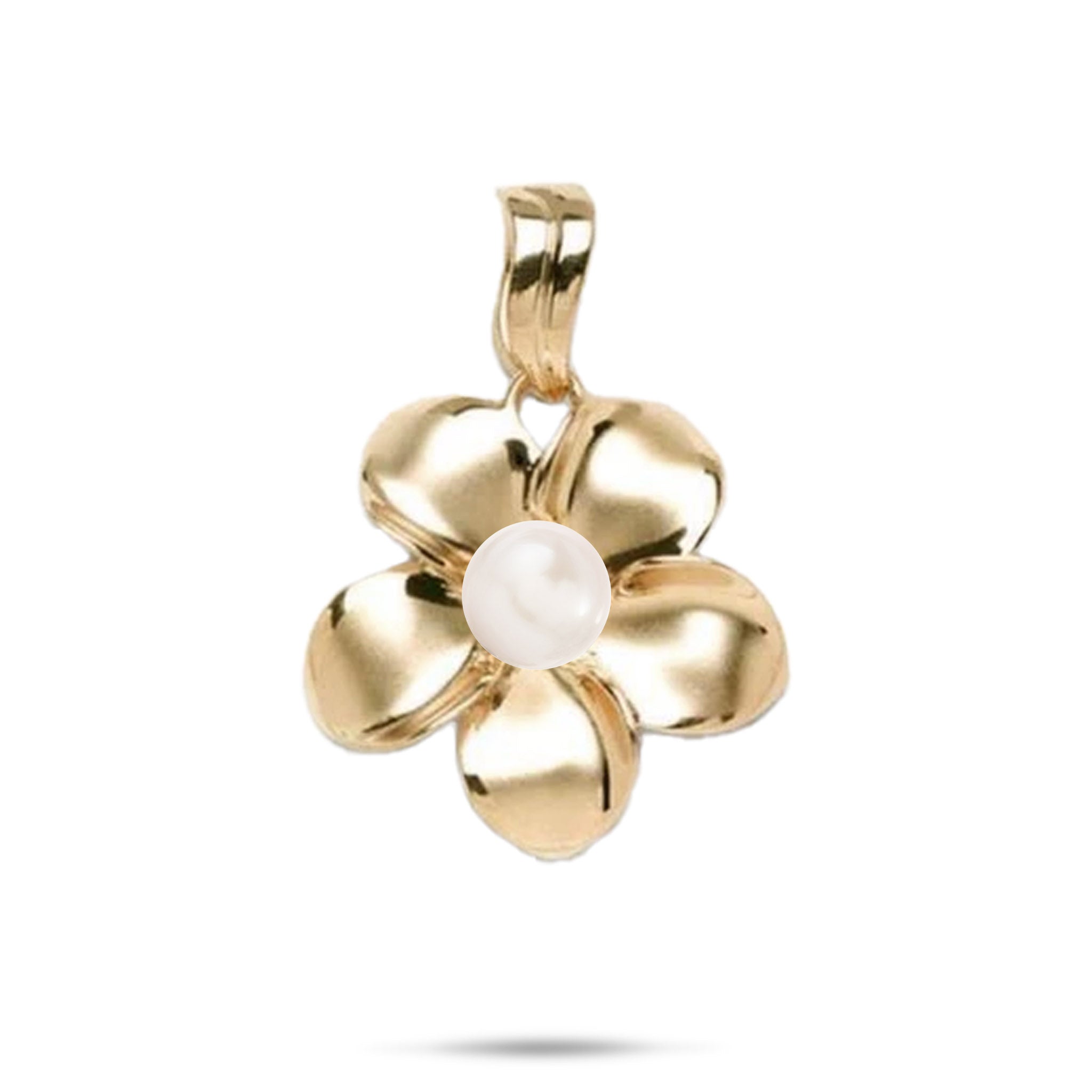 Pick A Pearl Plumeria Pendant in Gold - 23mm