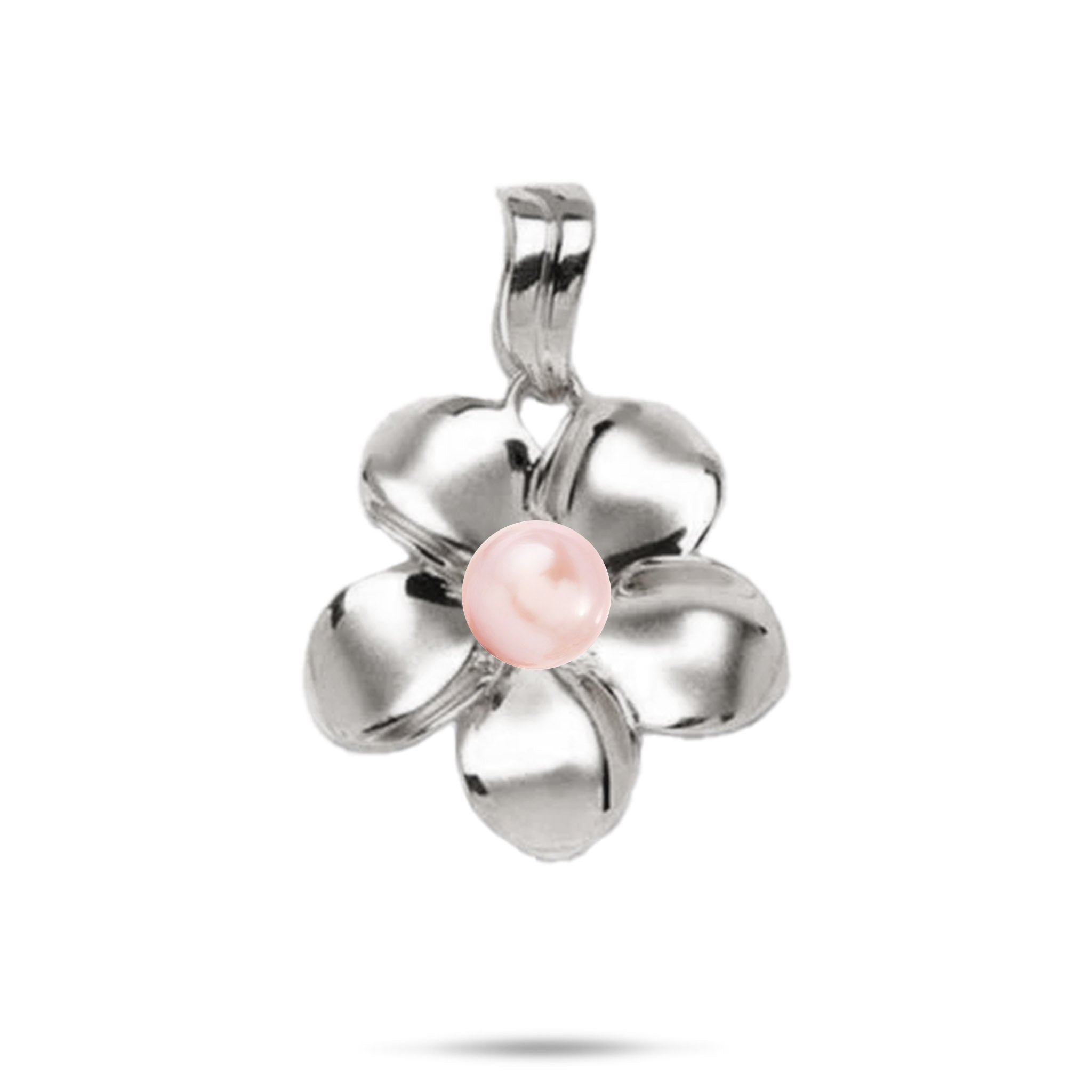 Pick A Pearl Plumeria Pendant in White Gold - 23mm