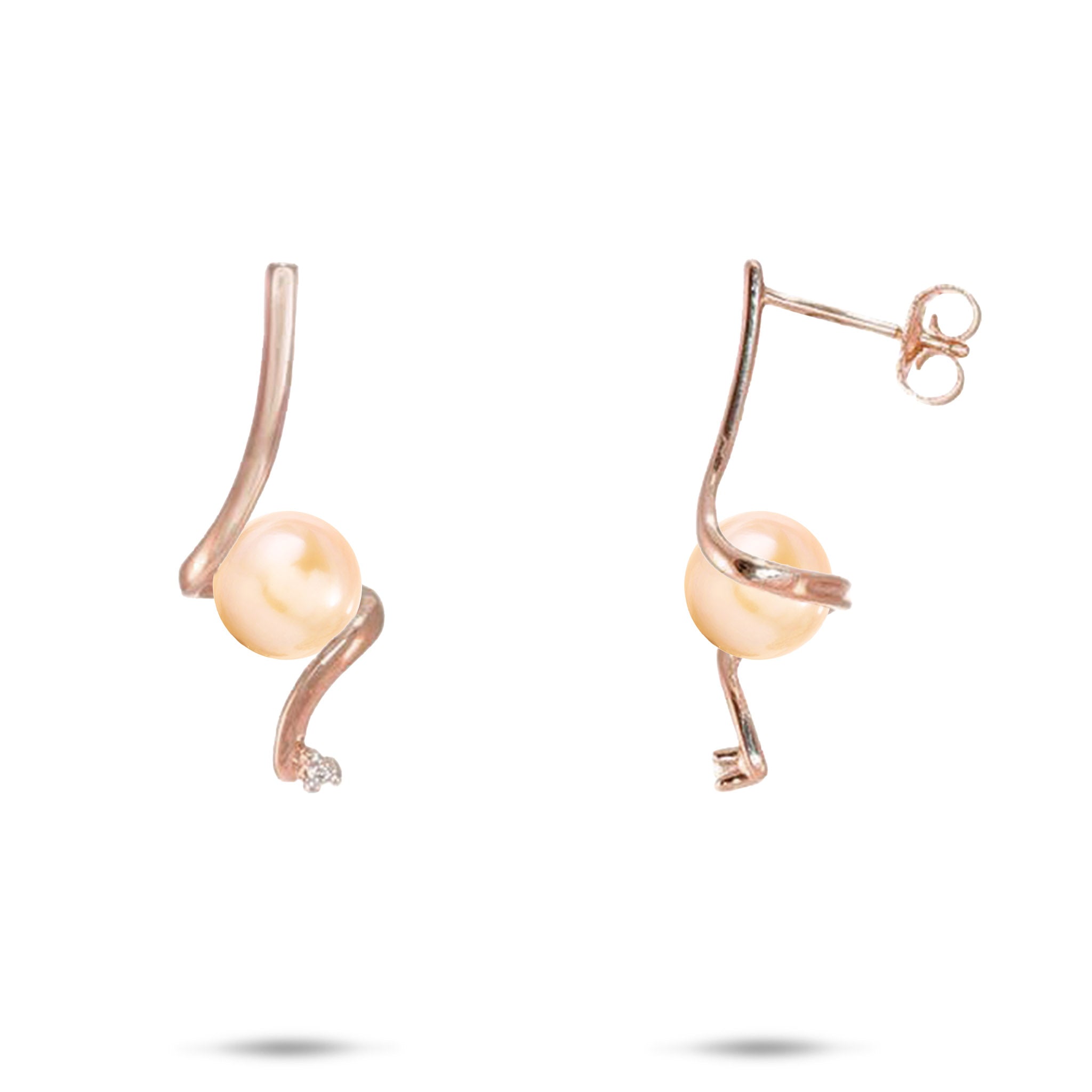 Pick A Pearl Waterfall Earrings in Rose Gold with Diamonds - 25mm