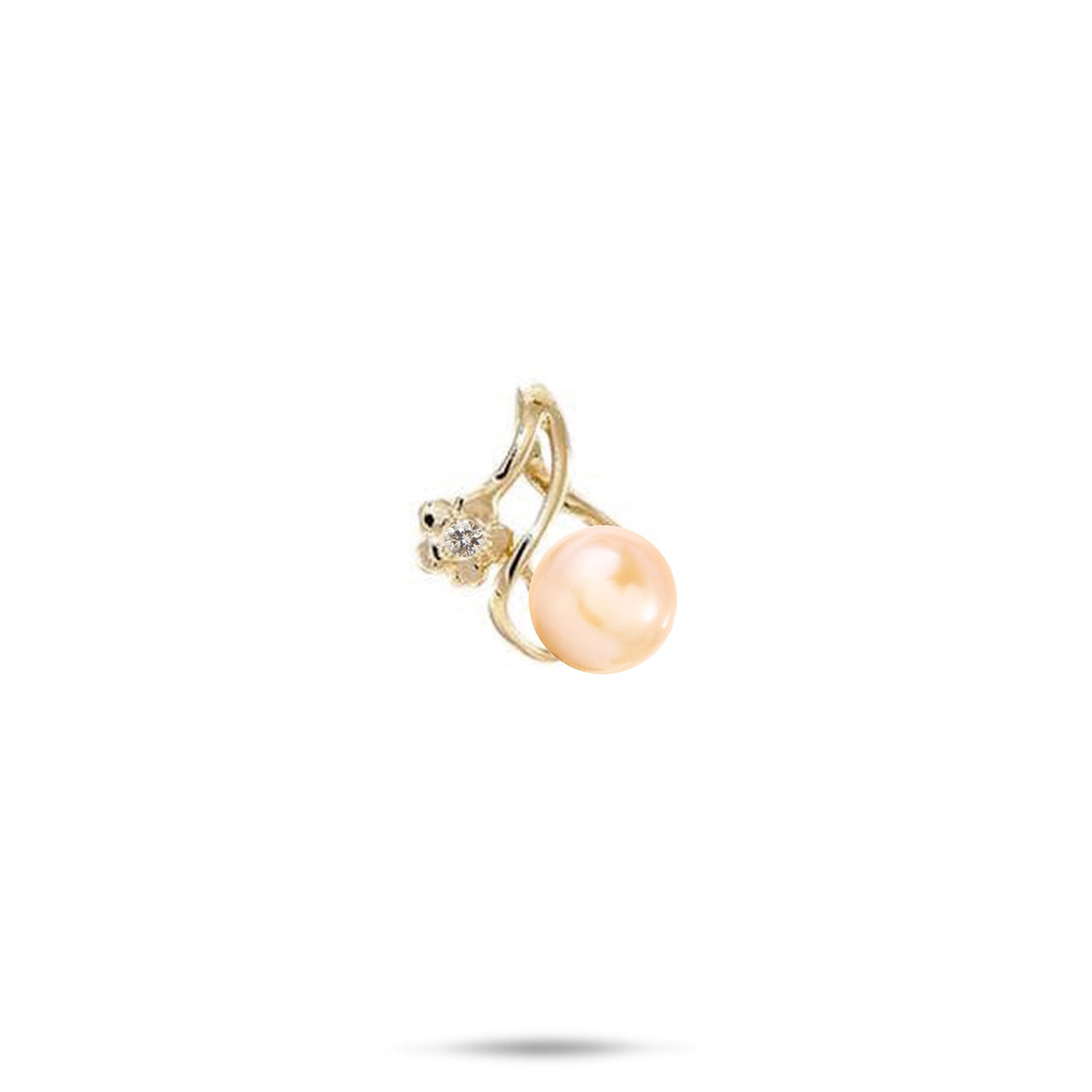 Pick A Pearl Plumeria Pendant in Gold with Diamond - 13mm
