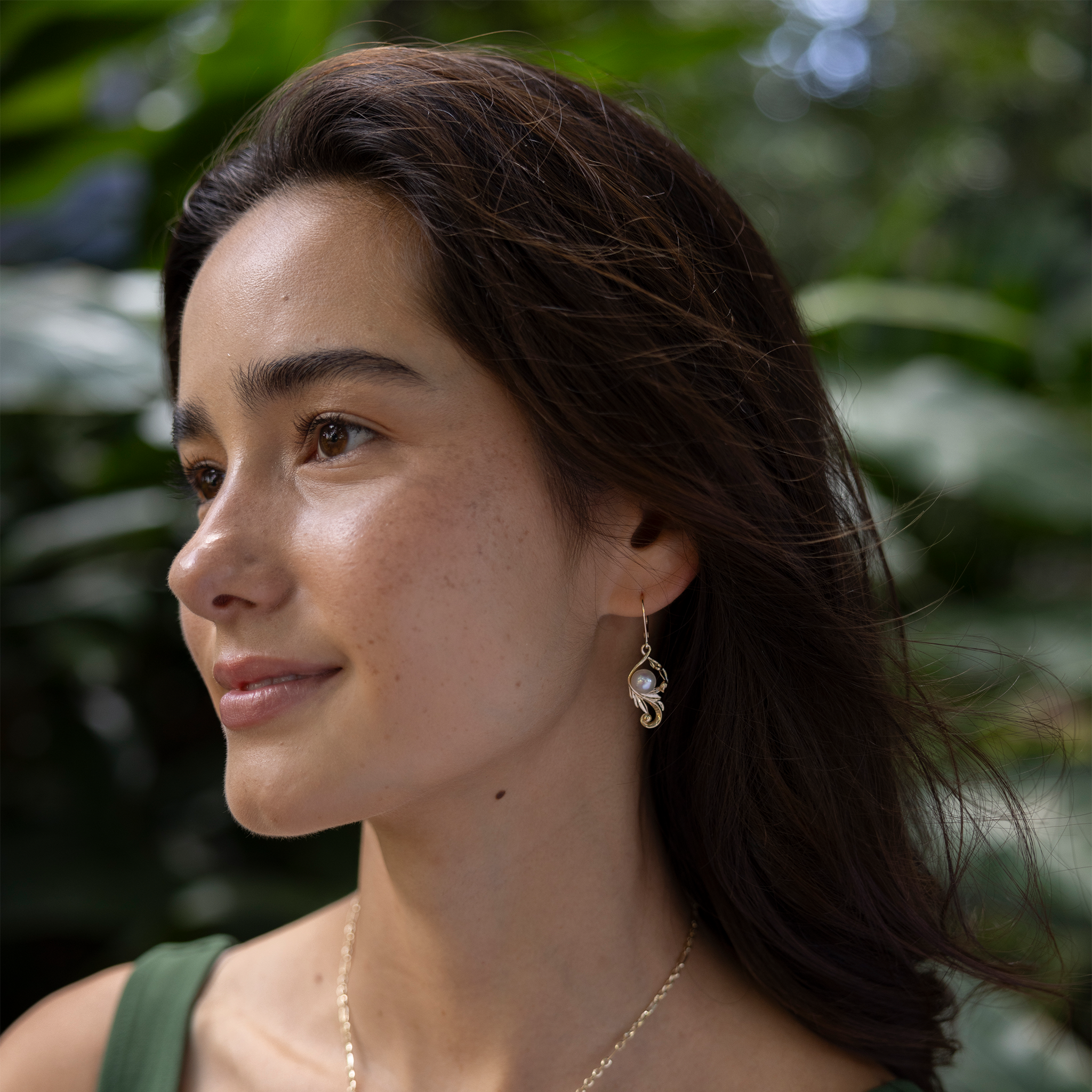 Pick A Pearl Maile Scroll Earrings in Gold - 26mm