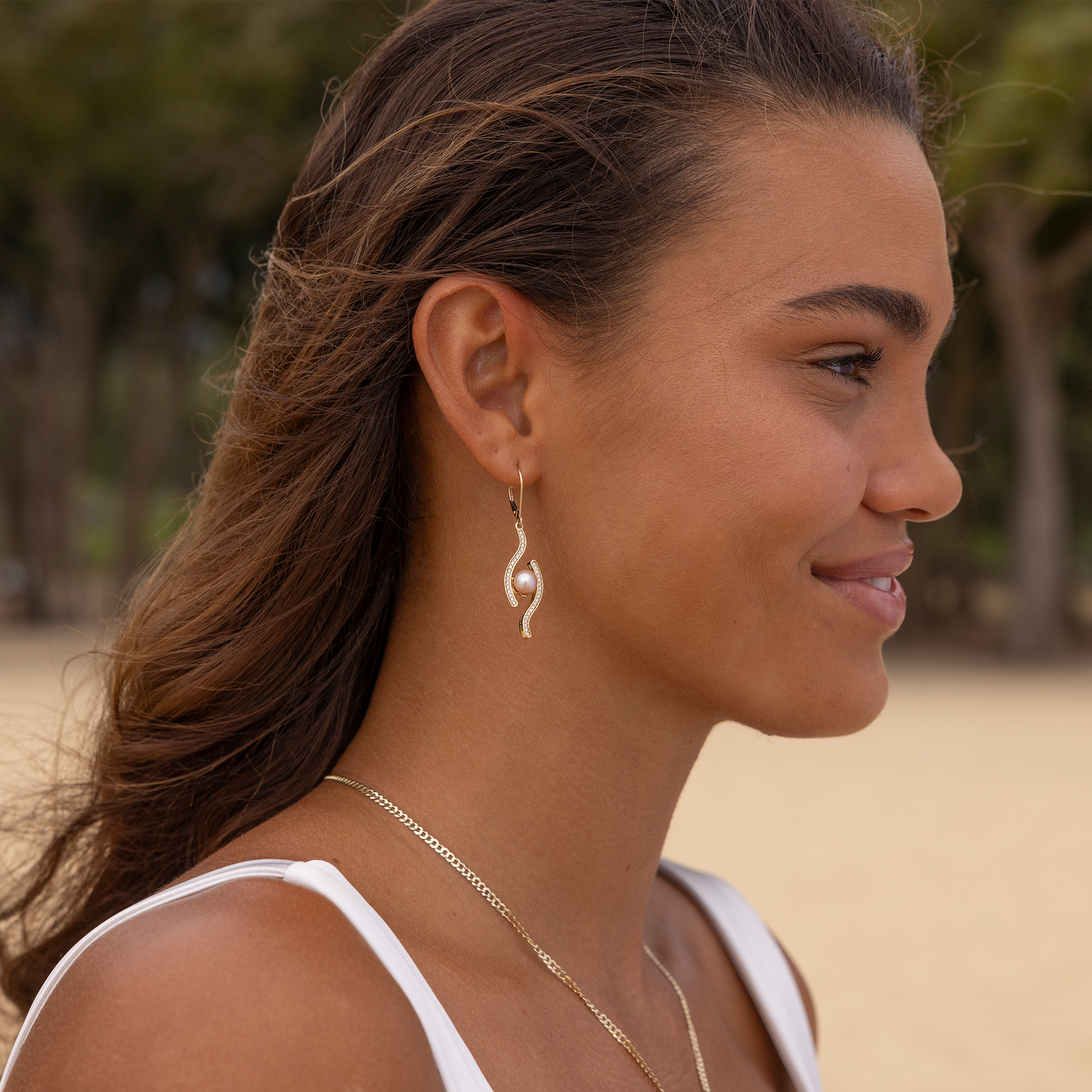 Pick A Pearl Earrings with Diamonds in Gold - 30mm