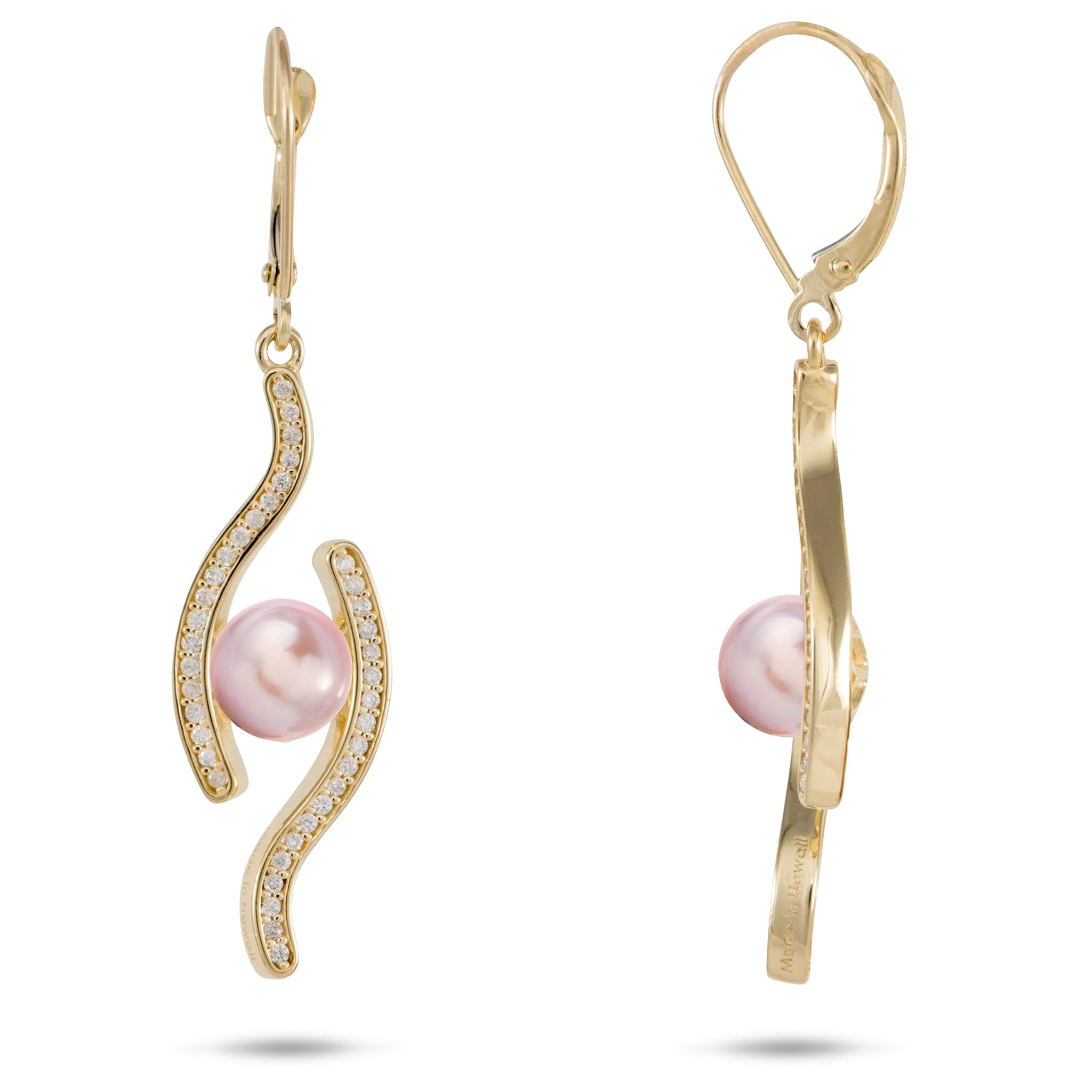 Pick A Pearl Earrings with Diamonds in Gold - 30mm
