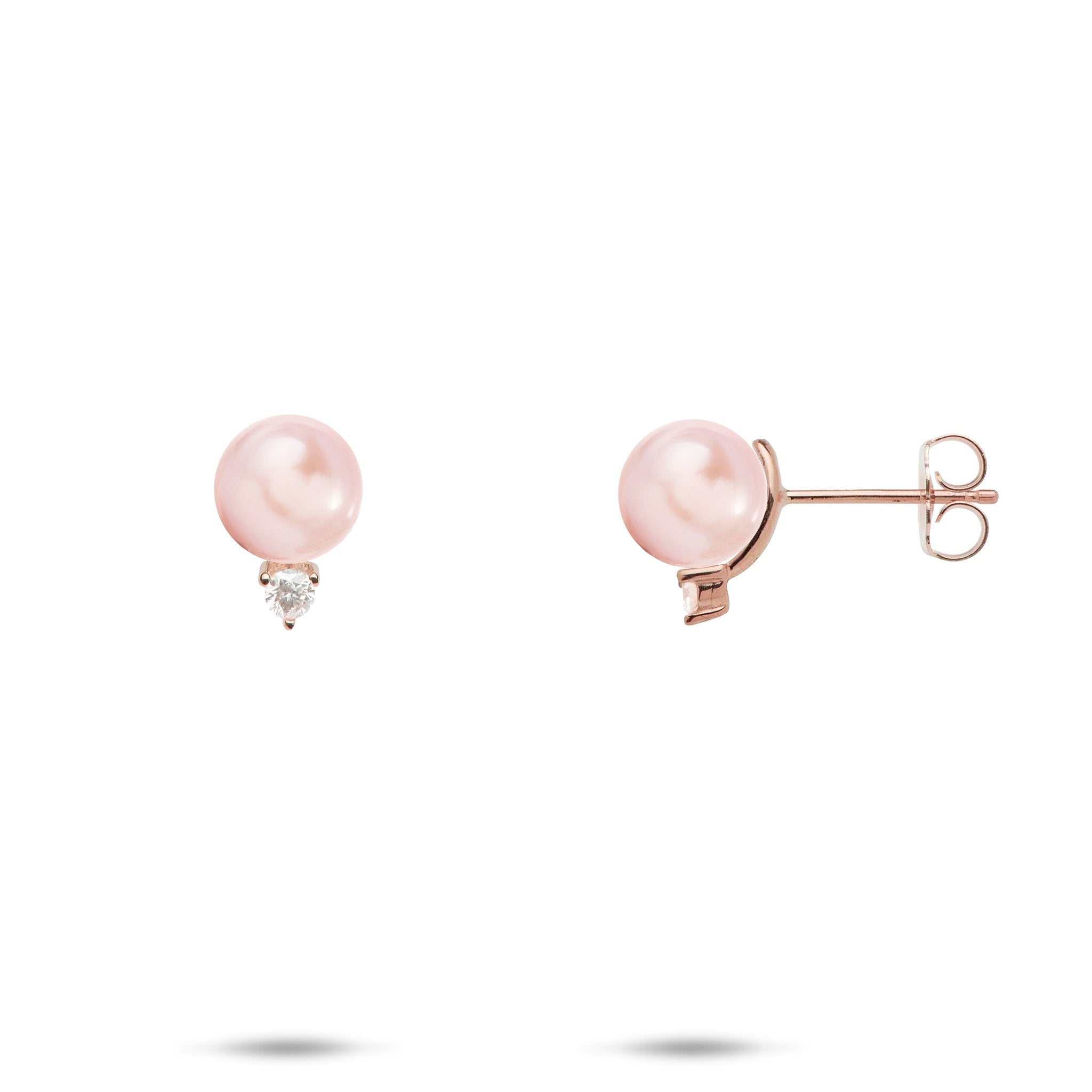 Pick A Pearl Earrings in Rose Gold with Diamonds