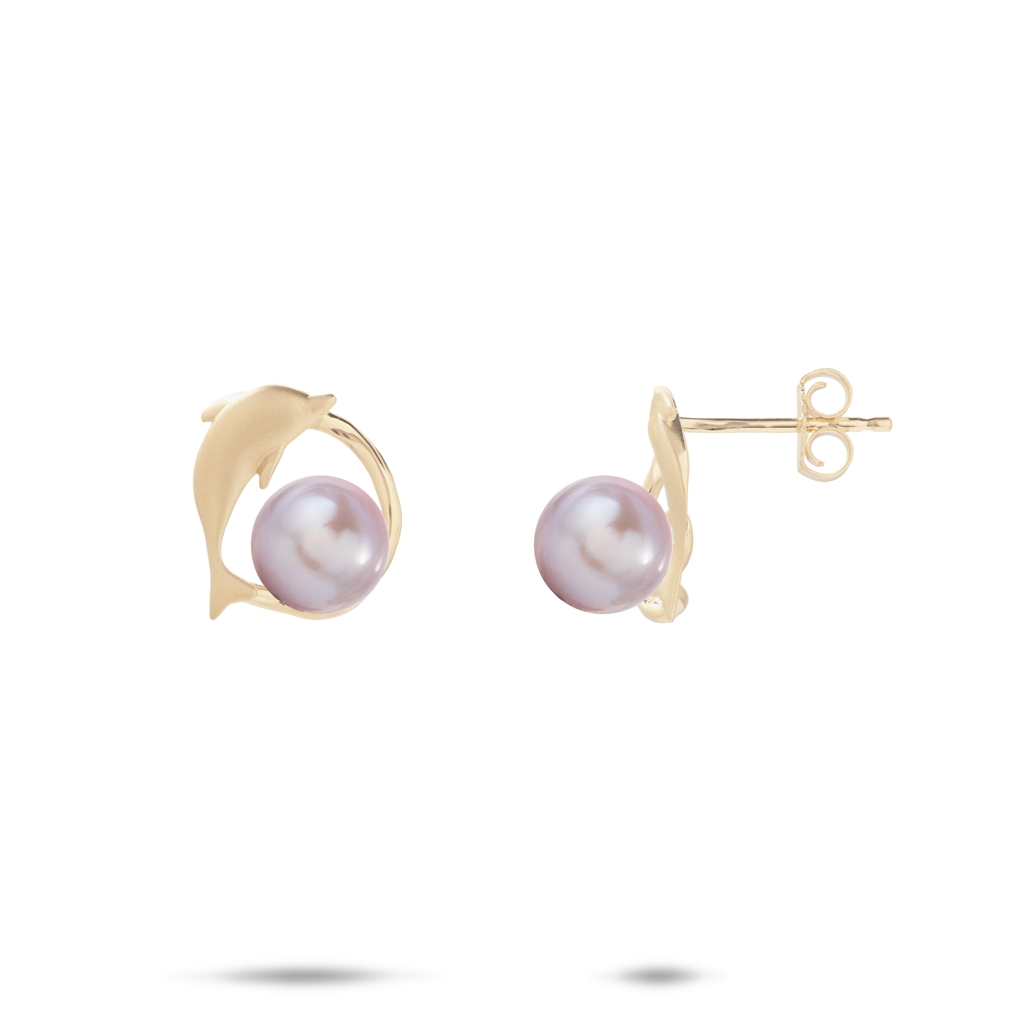 Pick A Pearl Bubble Dolphin Earrings in Gold - 12mm