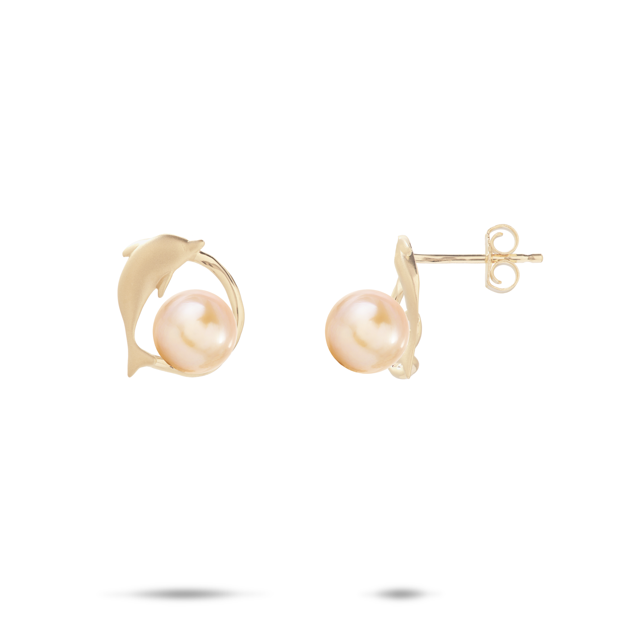 Pick A Pearl Bubble Dolphin Earrings in Gold - 12mm