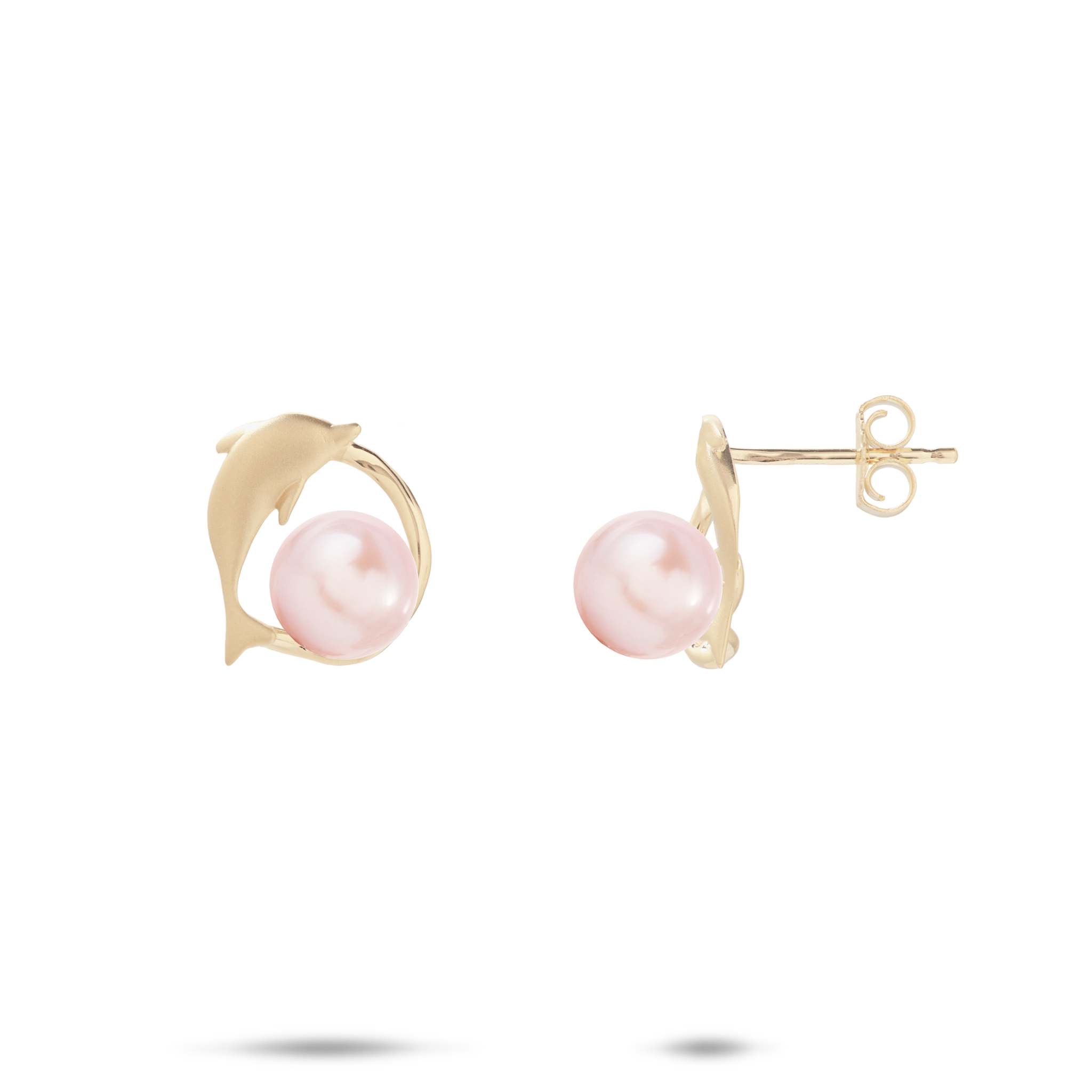 Pick A Pearl Bubble Dolphin Earrings in Gold - 12mm
