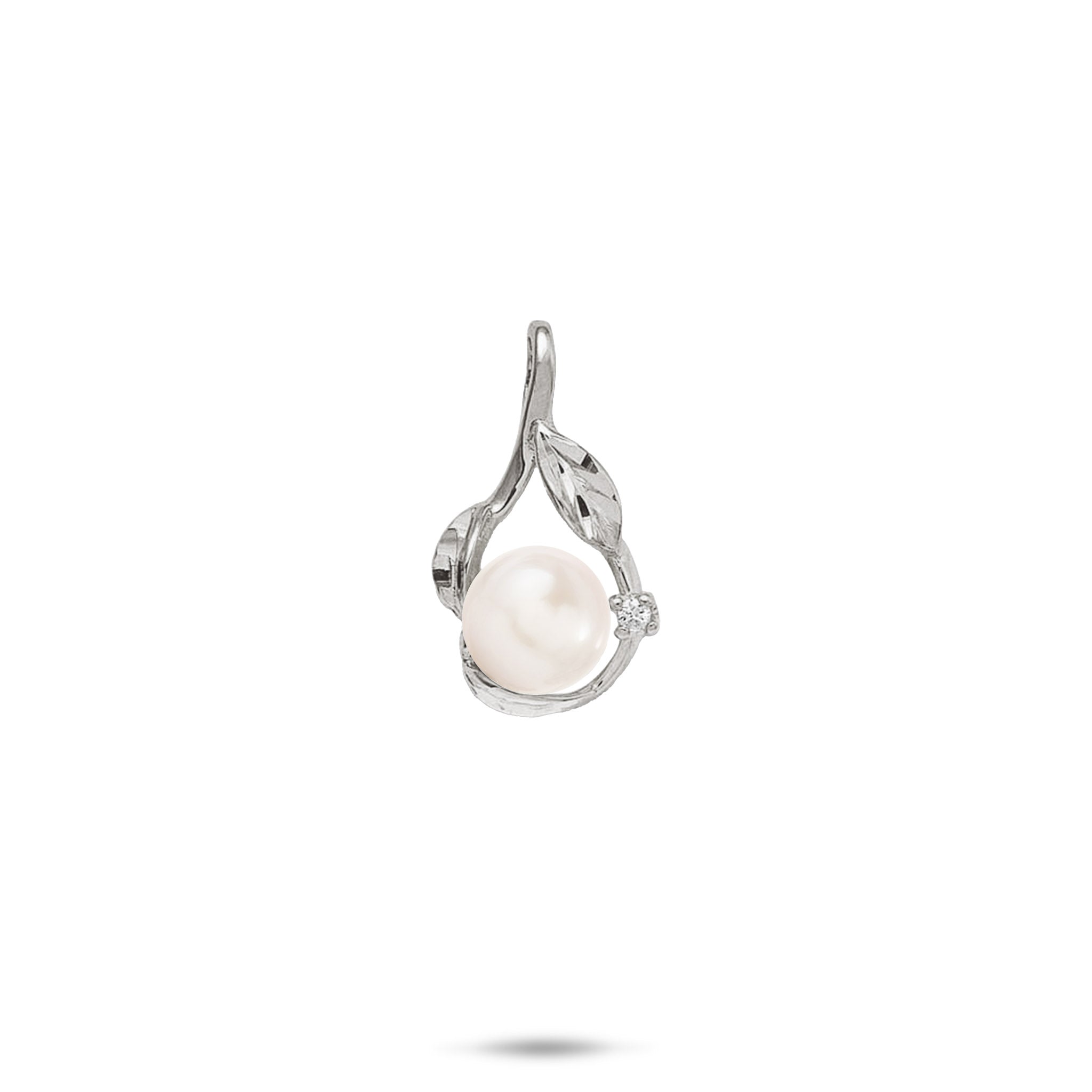 Pick A Pearl Maile Pendant in White Gold with Diamond - 20mm