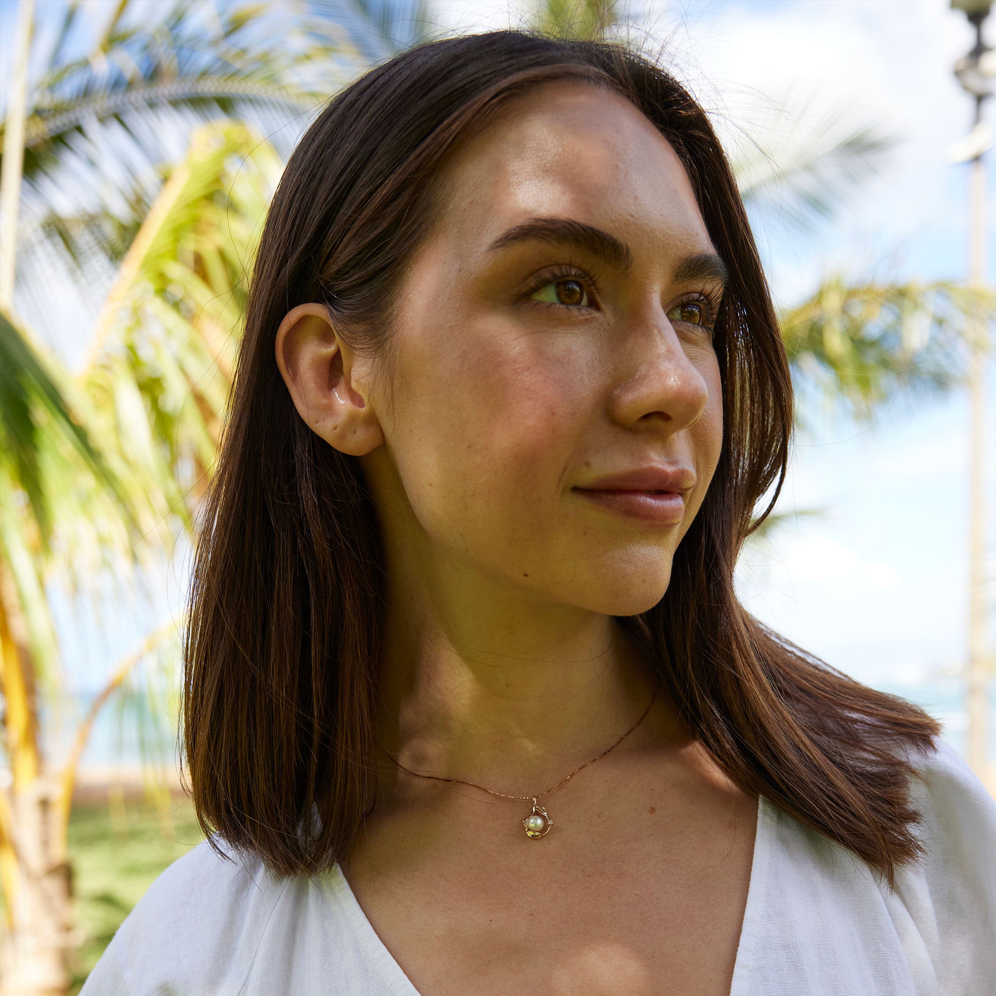 Pick A Pearl Maile Pendant in Rose Gold with Diamonds - 20mm