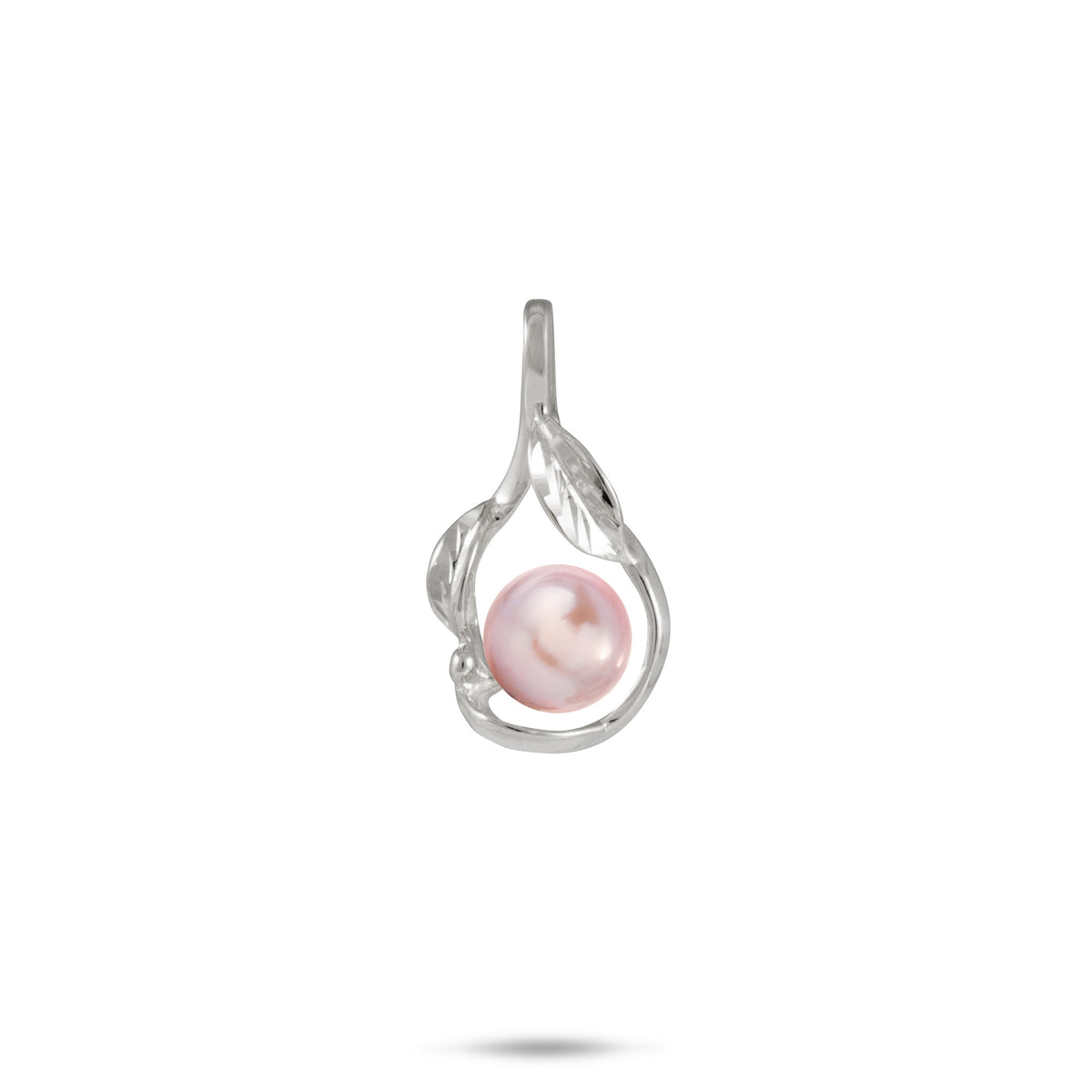 21mm Pick A Pearl Maile Pendant in White Gold with a Lavender Pearl on a white background