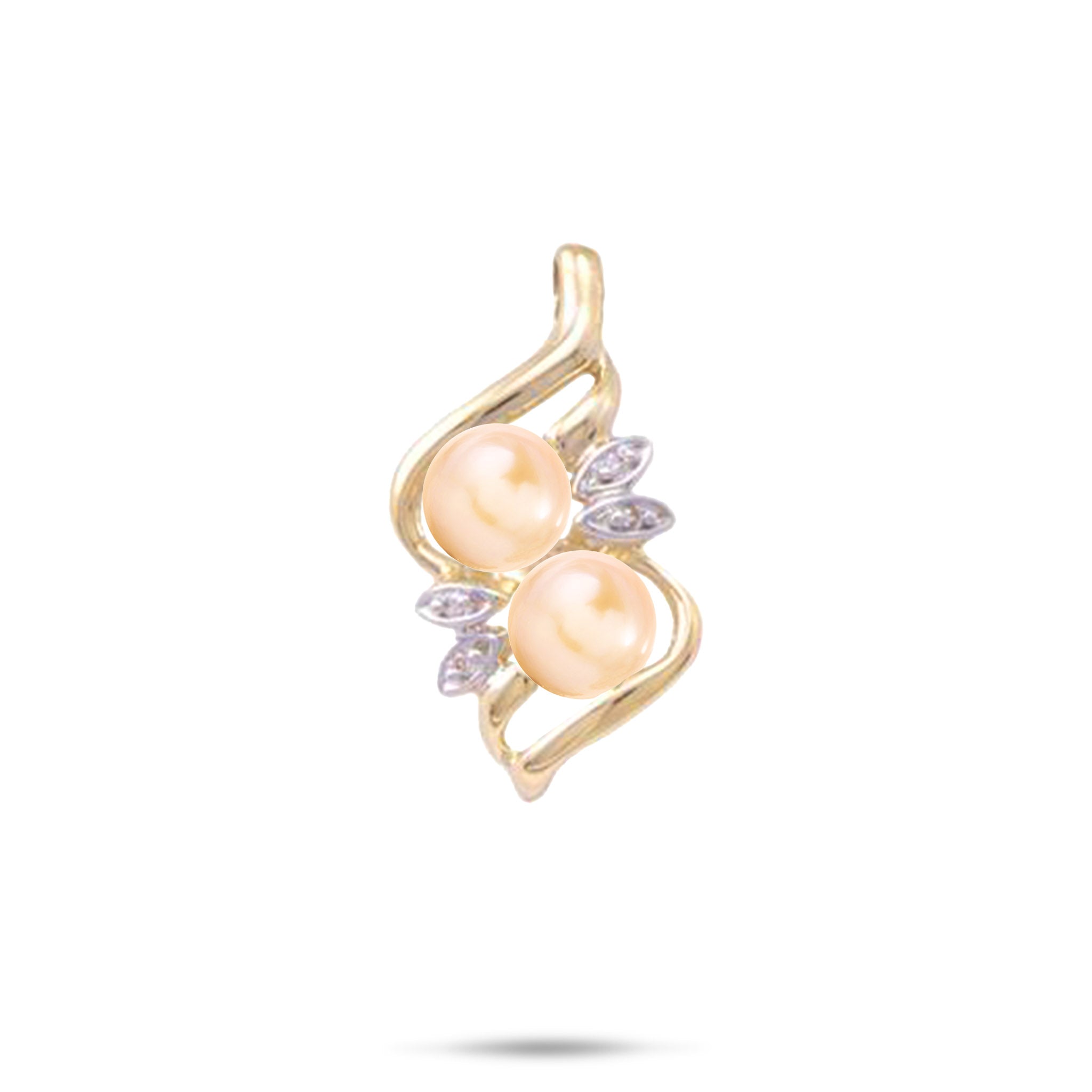 Pick A Pearl Maile Pendant in Gold with Diamonds - 27mm