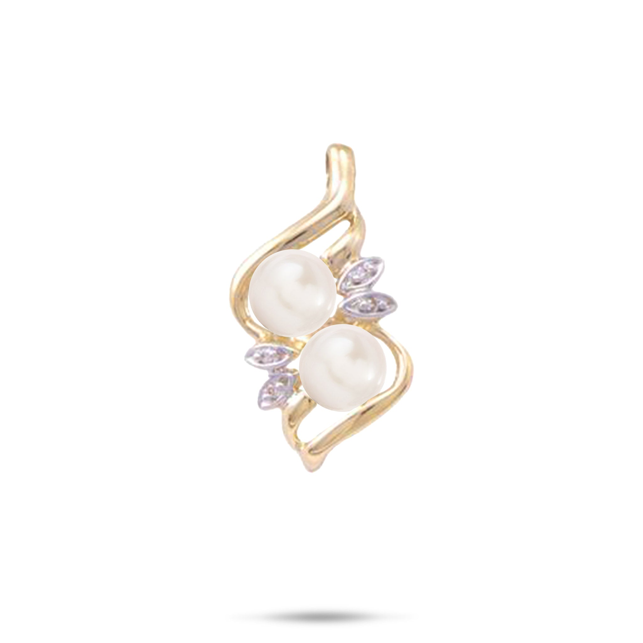 Pick A Pearl Maile Pendant in Gold with Diamonds - 27mm