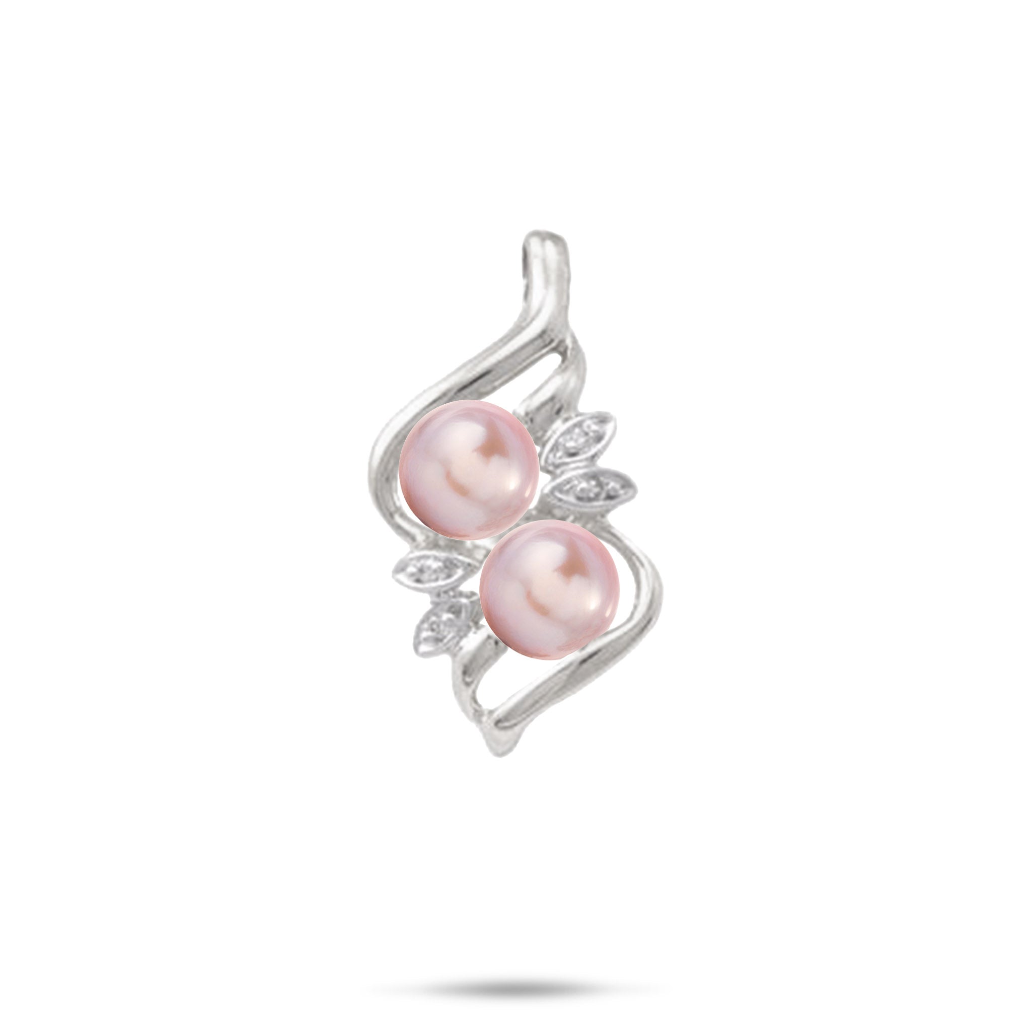Pick A Pearl Maile Pendant in White Gold with Diamonds - 27mm
