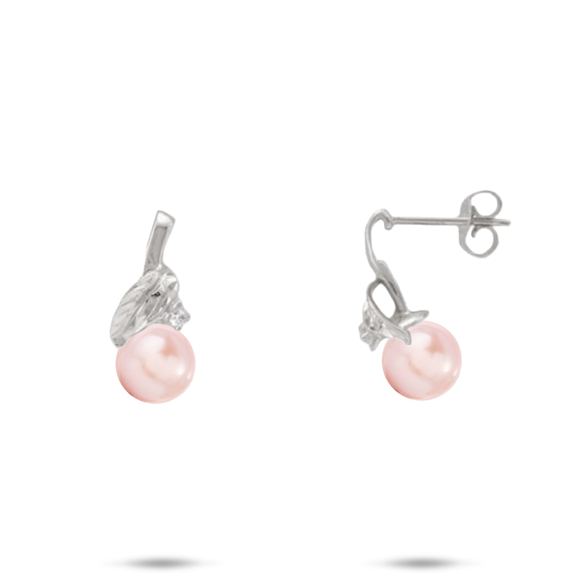 Pick A Pearl Maile Earrings in White Gold with Diamonds