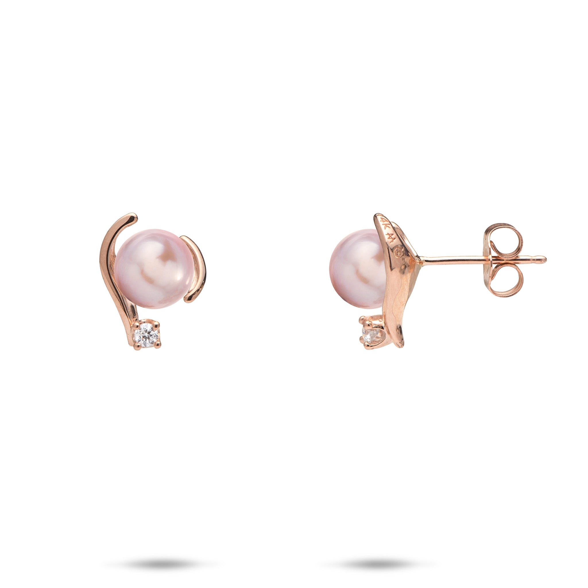 Pick A Pearl Earrings in Rose Gold with Diamonds - 12mm
