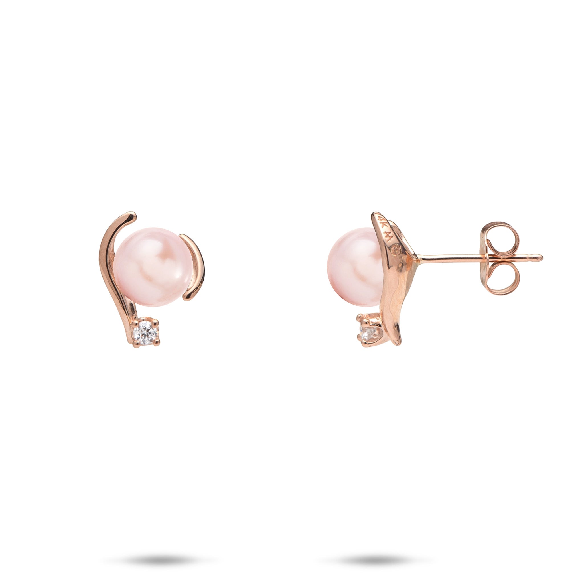 Pick A Pearl Earrings in Rose Gold with Diamonds - 12mm
