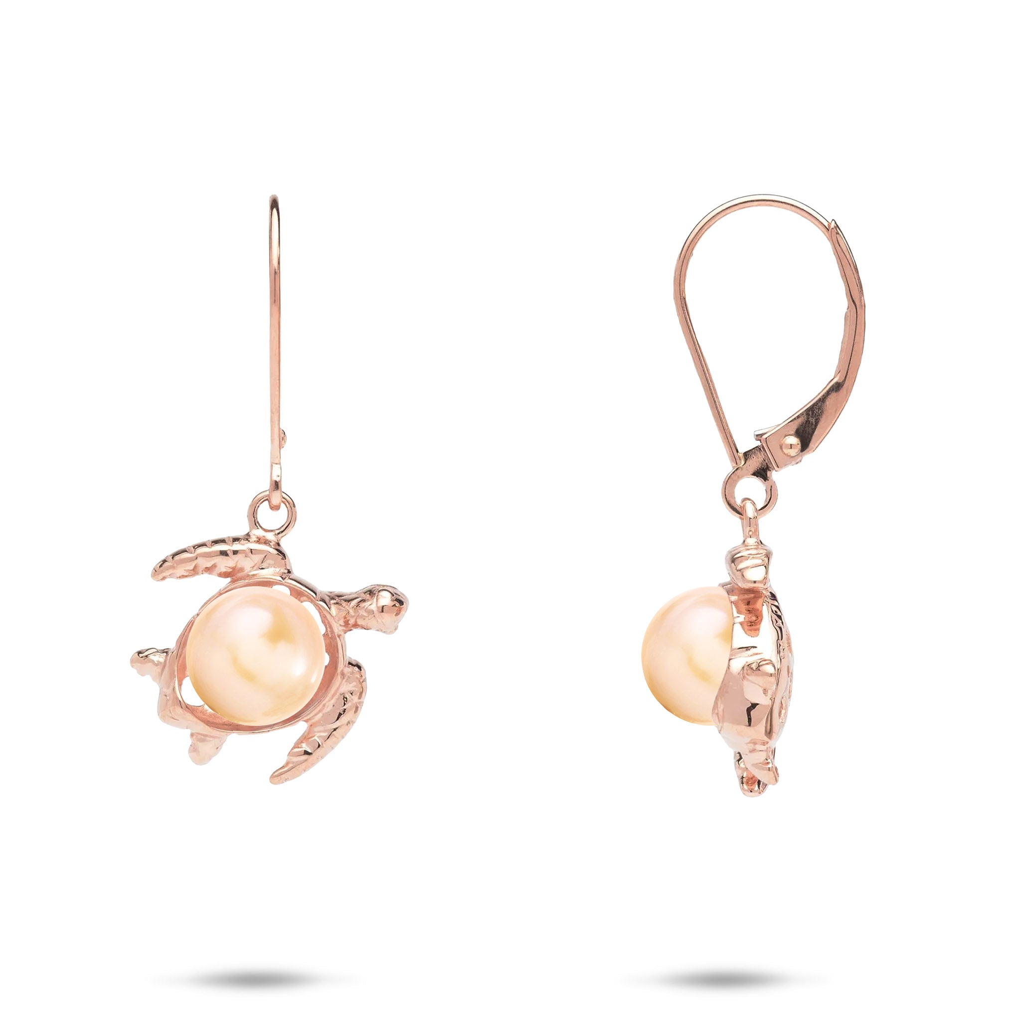 Pick A Pearl Honu Earrings in Rose Gold - 13mm