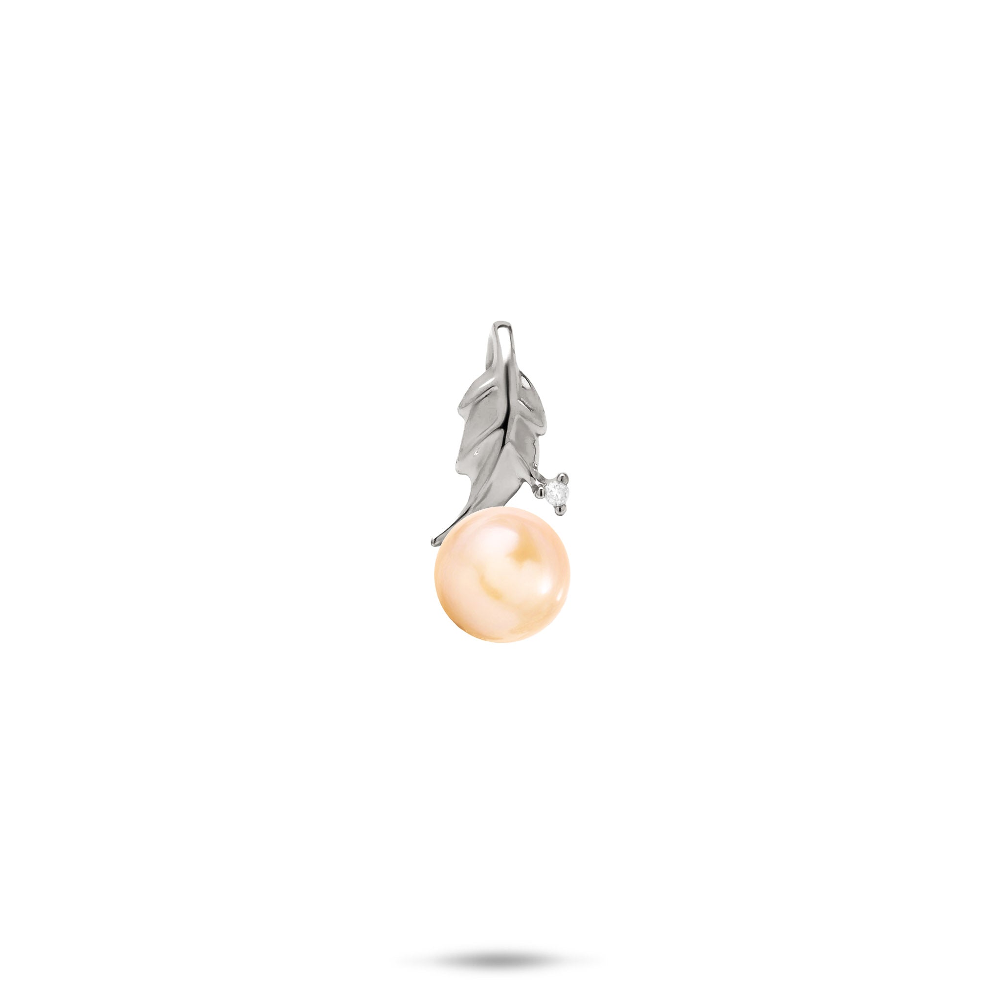 Pick A Pearl Maile Pendant in White Gold with Diamond - 16mm