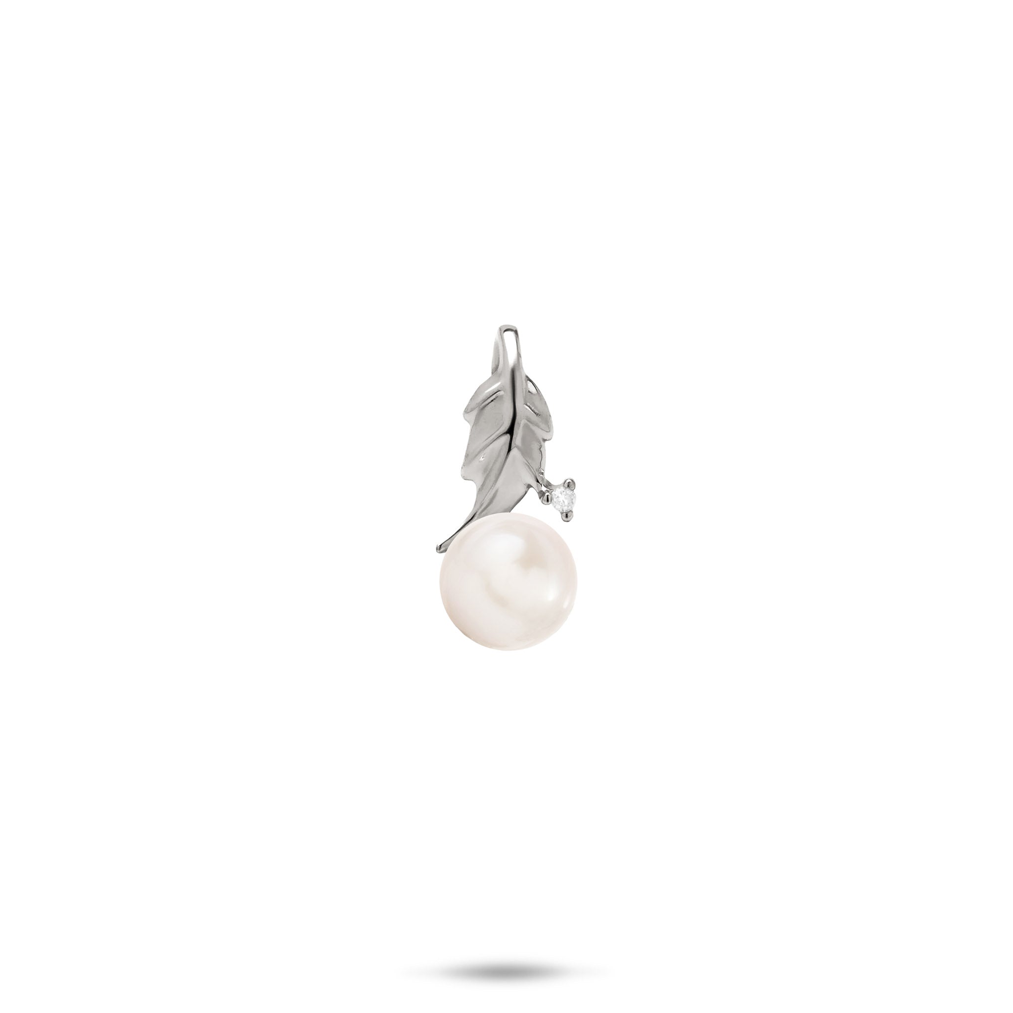Pick A Pearl Maile Pendant in White Gold with Diamond - 16mm