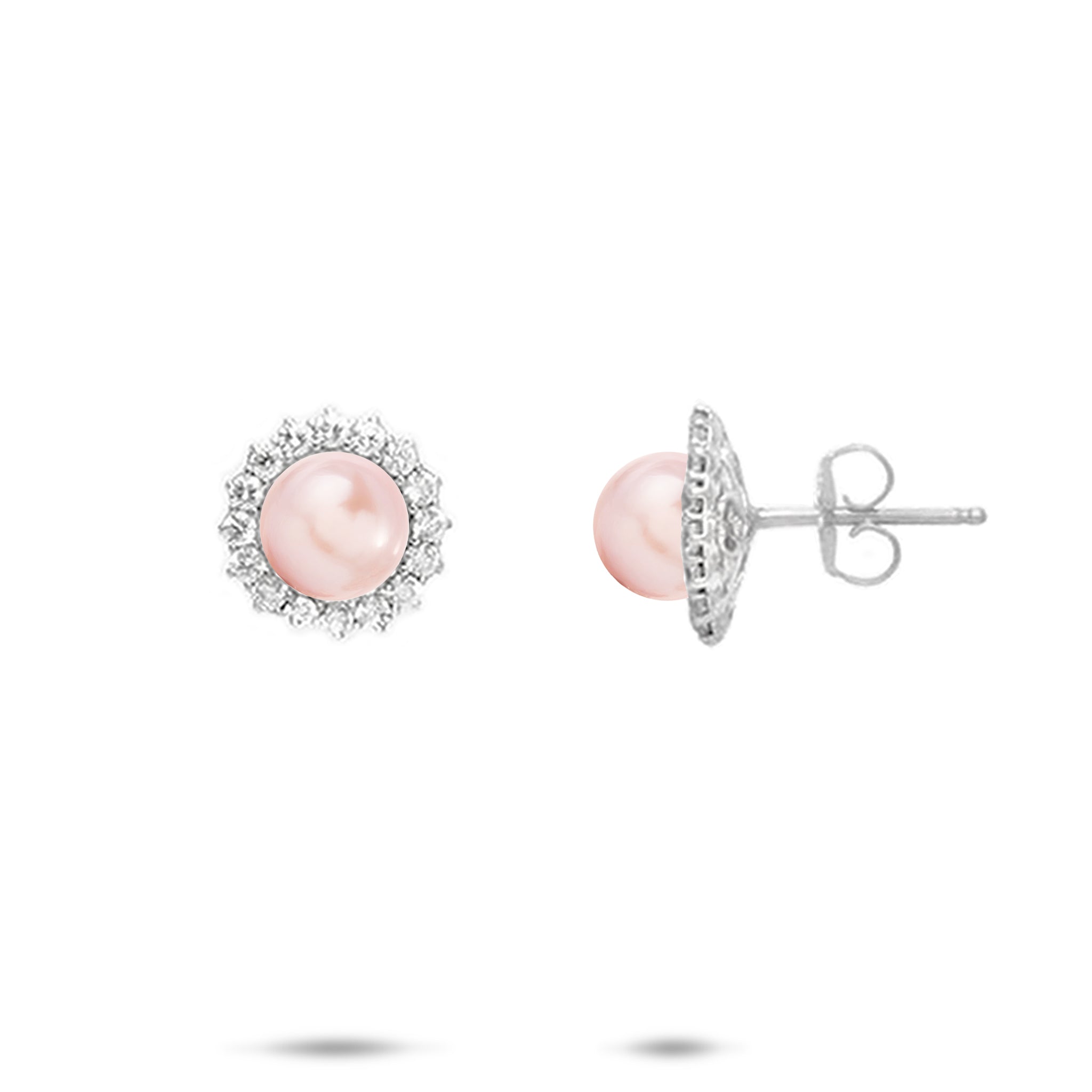 Pick A Pearl Halo Earrings in Sterling Silver - 12mm