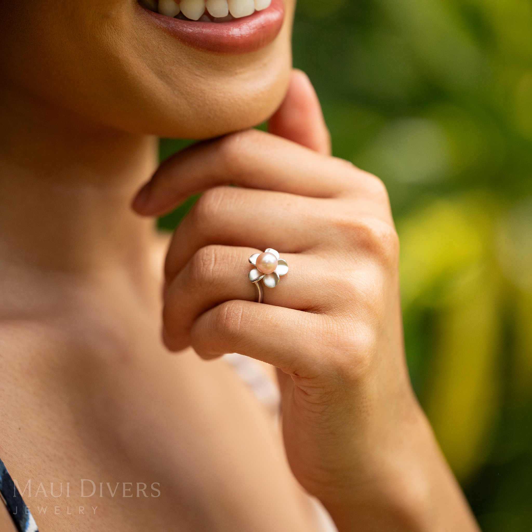 Pick A Pearl Plumeria Ring in Sterling Silver - 13mm