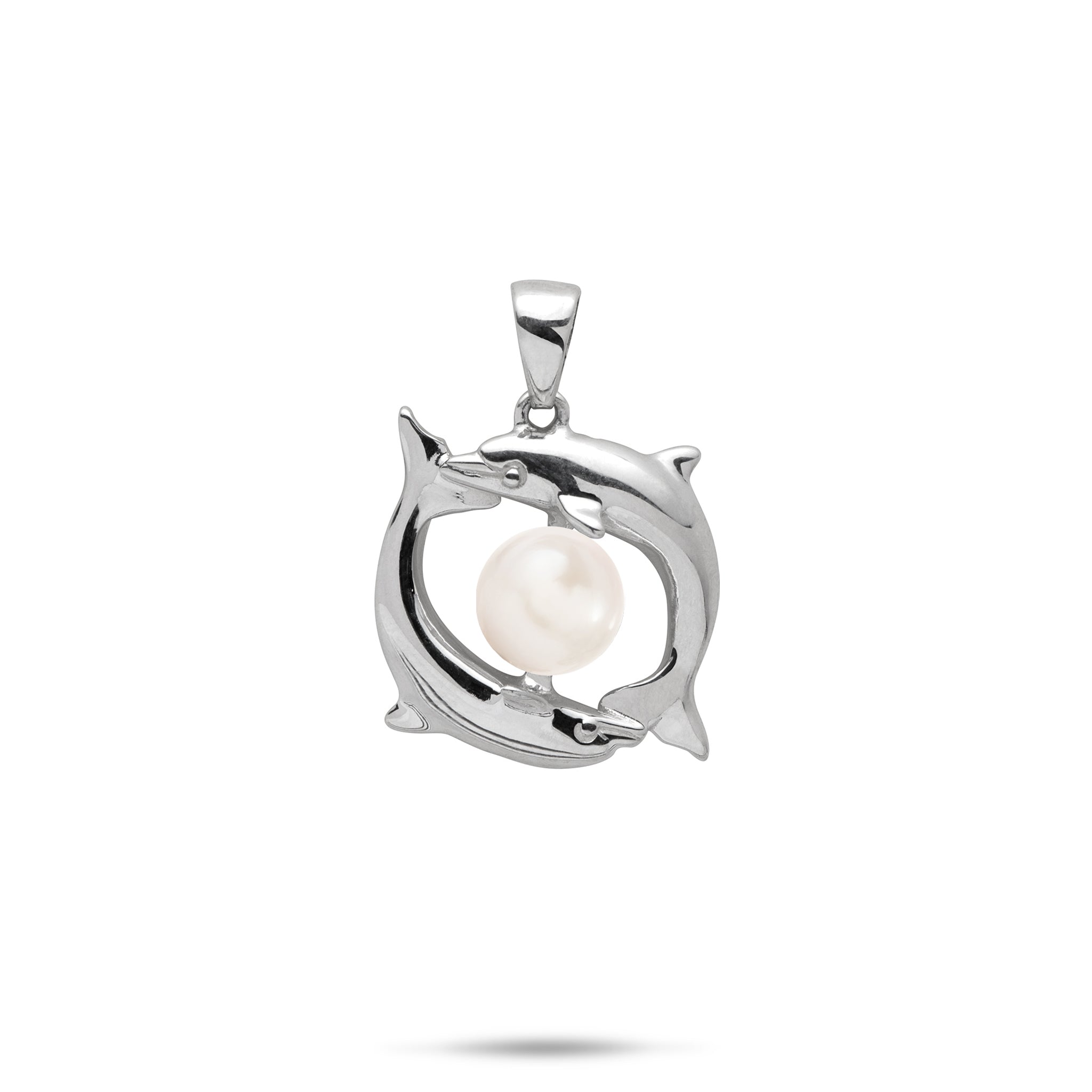 Pick A Pearl Circling Dolphins Pendant in Sterling Silver - 19mm