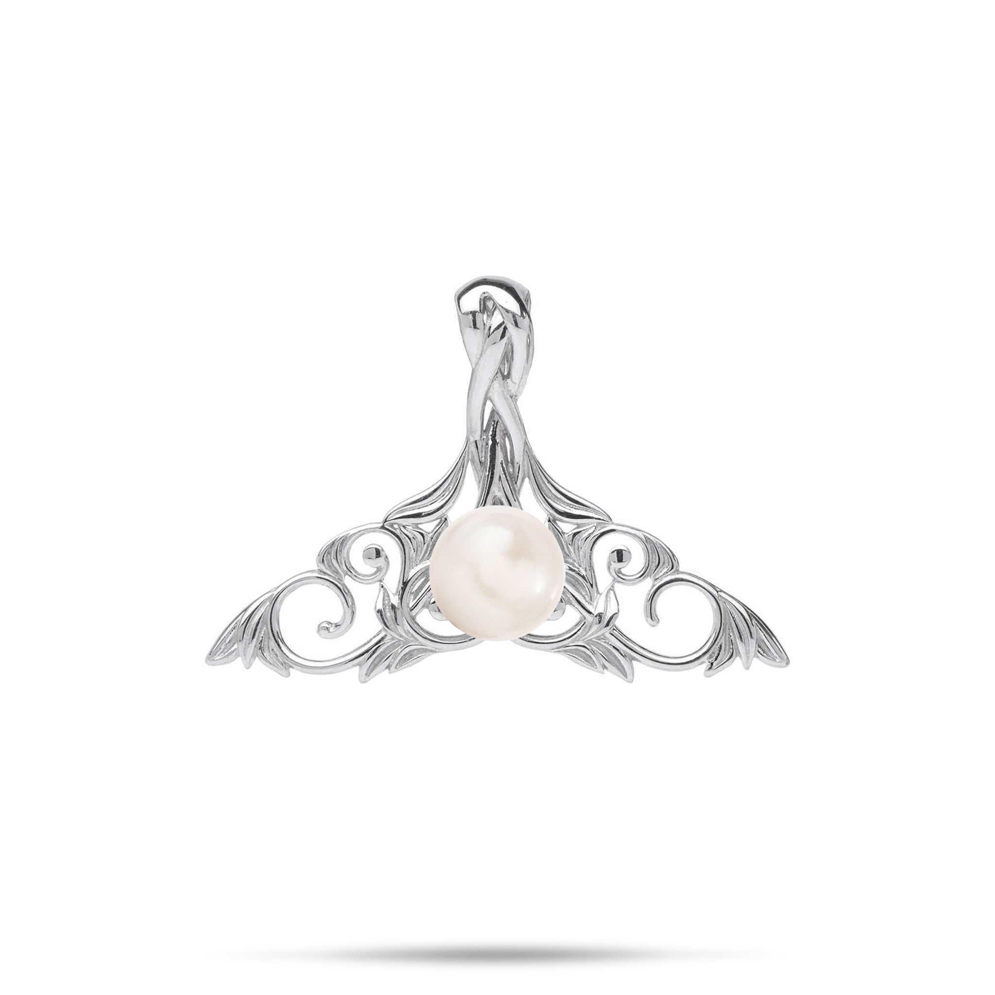 Pick A Pearl Whale's Tail Pendant in Sterling Silver - 21 mm