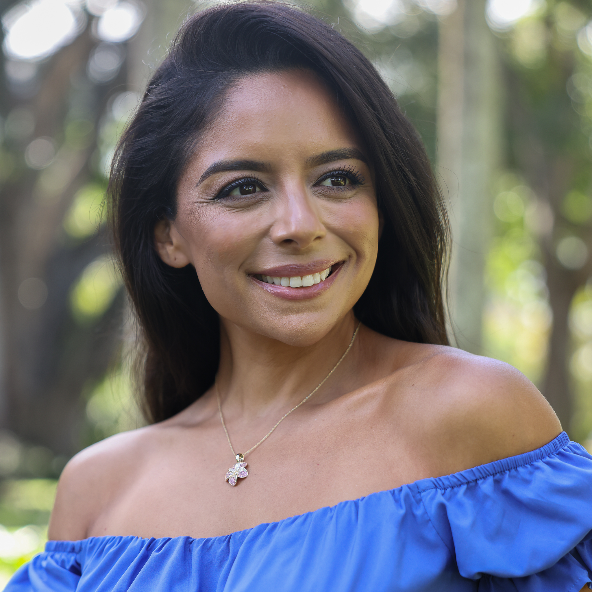 プルメリア ピンクサファイア ペンダント ゴールド ダイヤモンド付き - 20mm