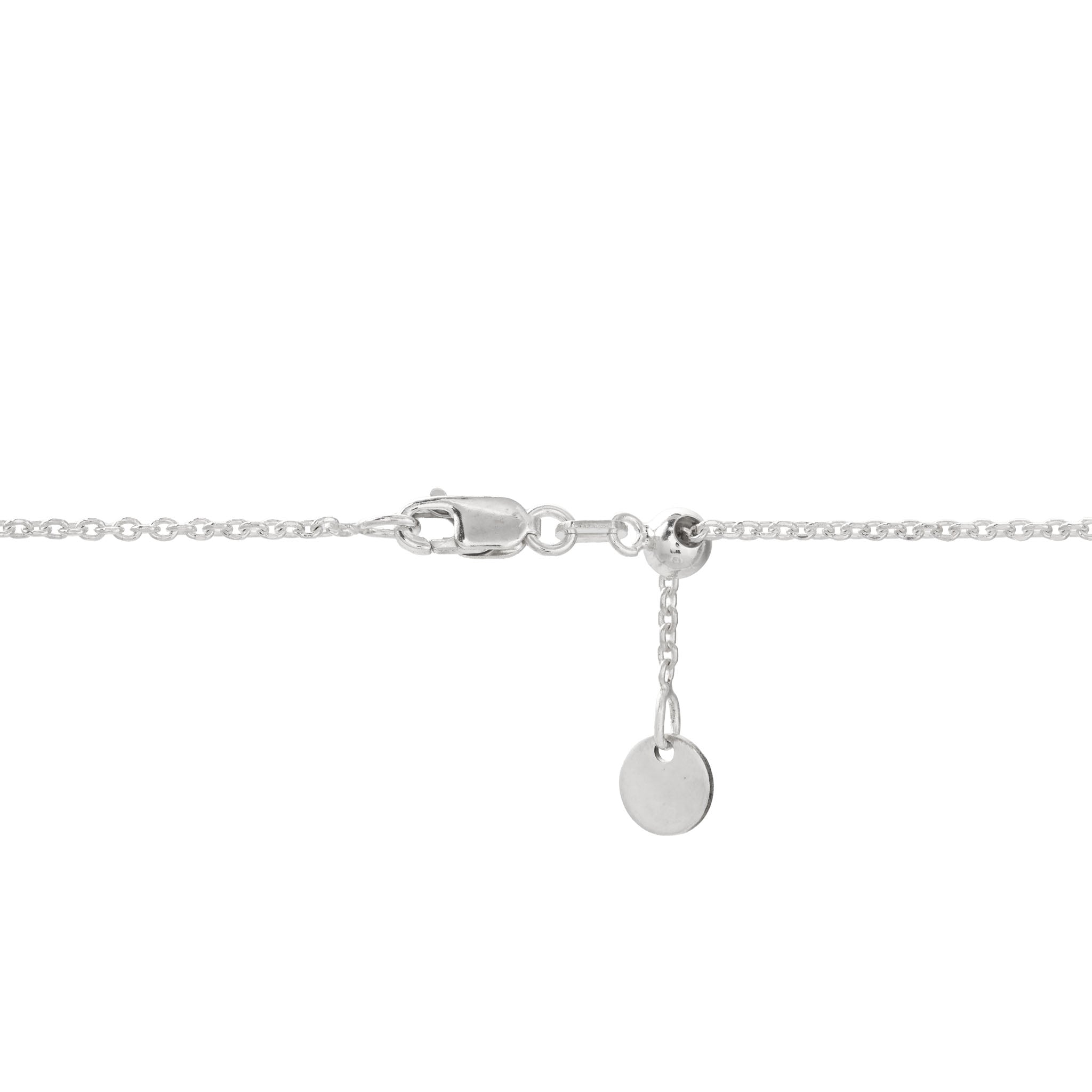 Sterling Silver Cable Chain with Lobster Claw Clasp and Adjustable Ball Mechanism on a white background