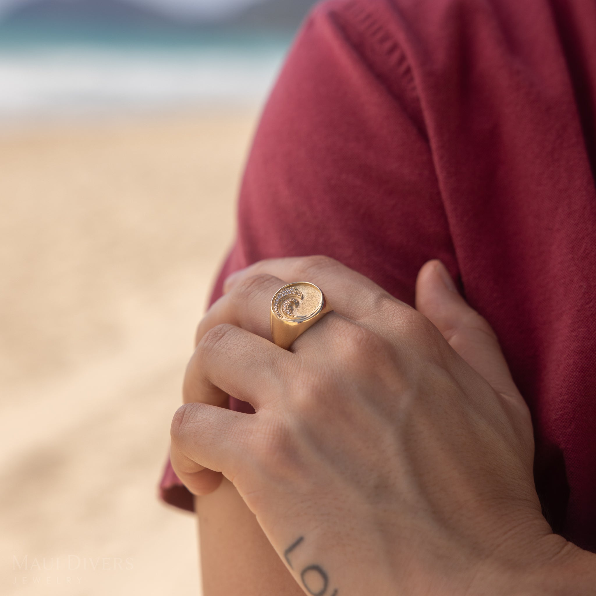 Nalu Ring in Gold with Diamonds - 18mm