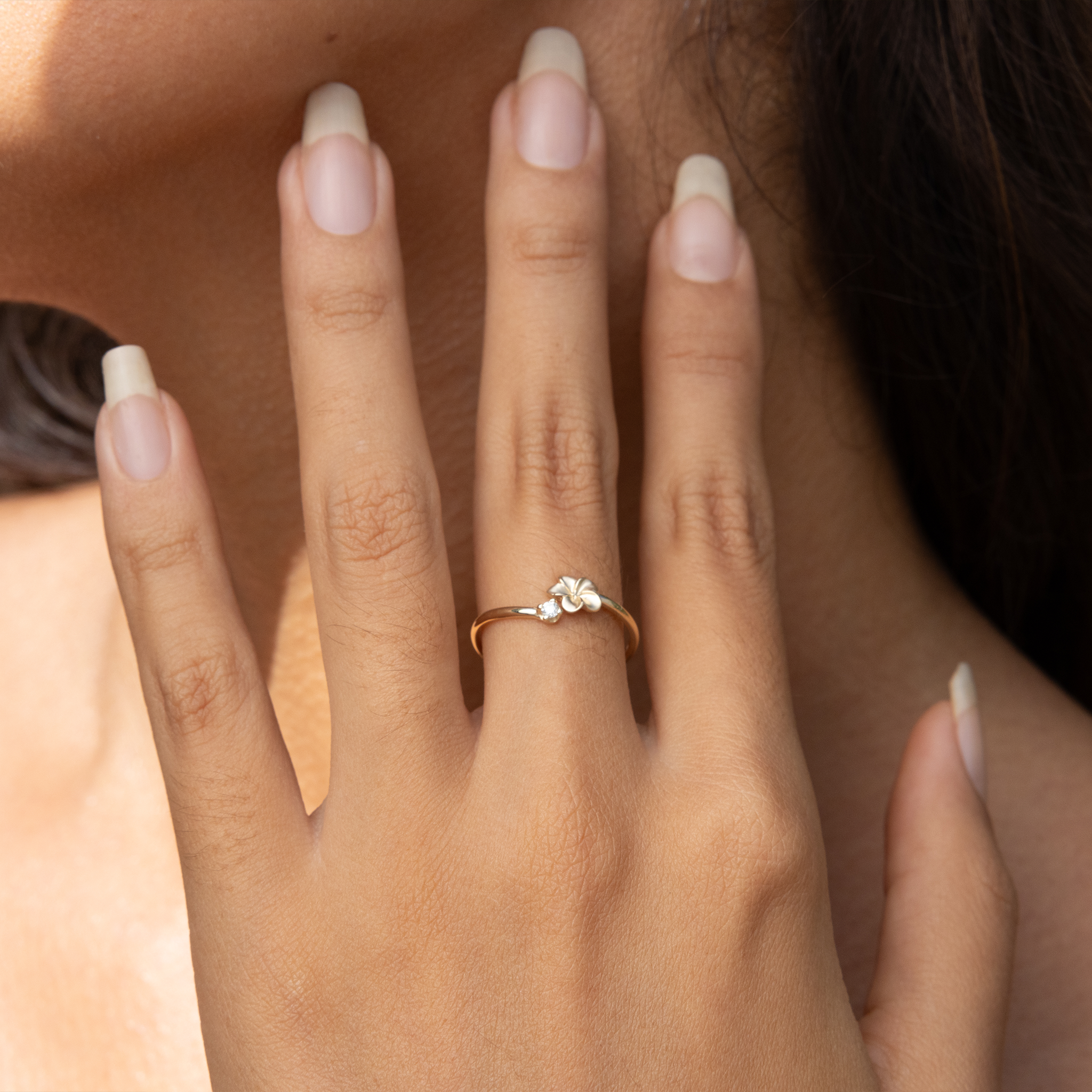 Plumeriaリングがダイヤモンド -  6mm