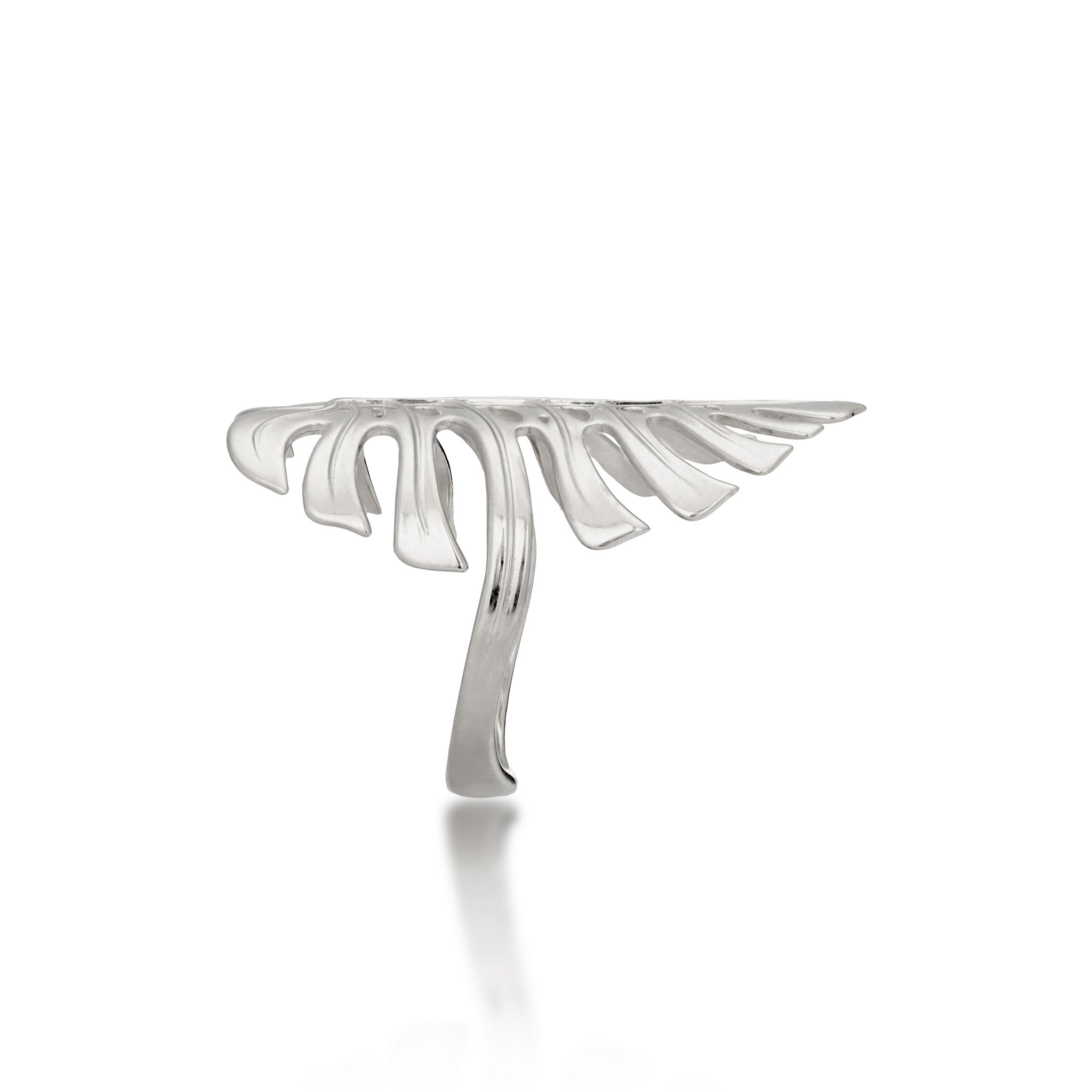 Side view of the Monstera Leaf Ring in 14k White Gold