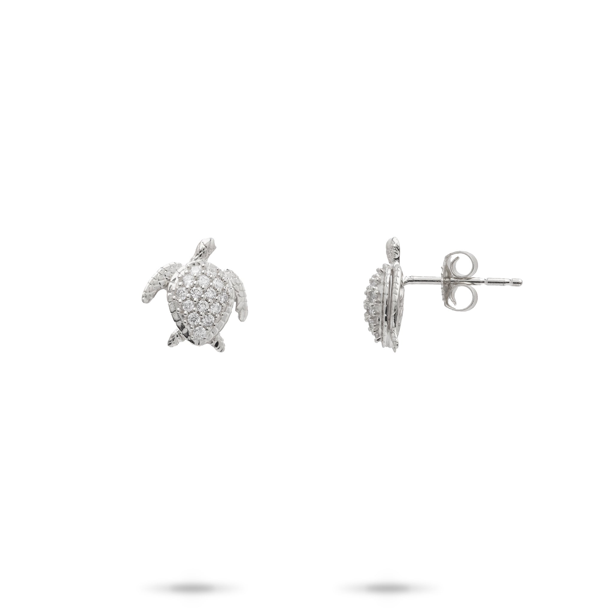 Honu Earrings in White Gold with Diamonds - 10mm
