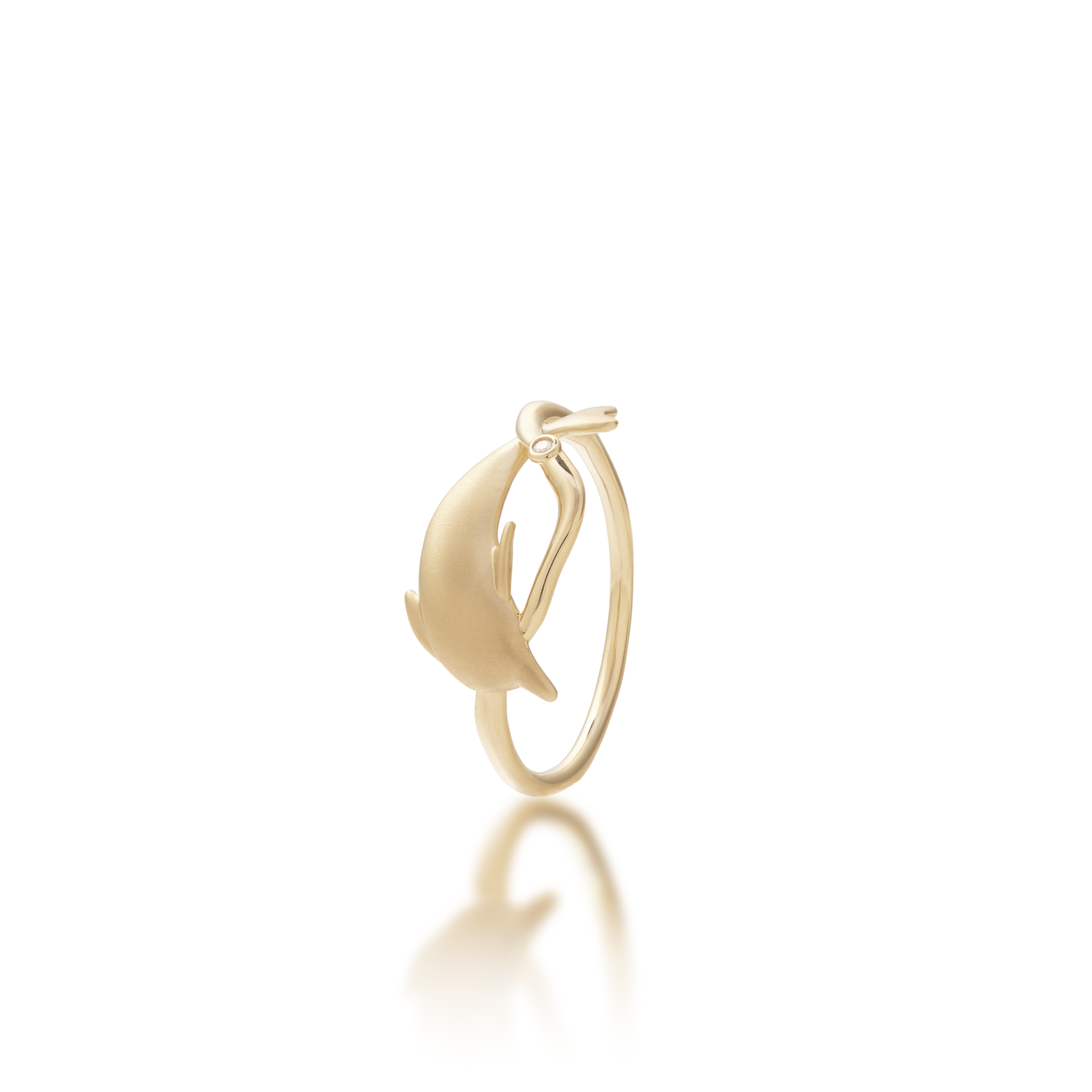 Bubble Dolphin Ring in Gold with Diamond - 10mm