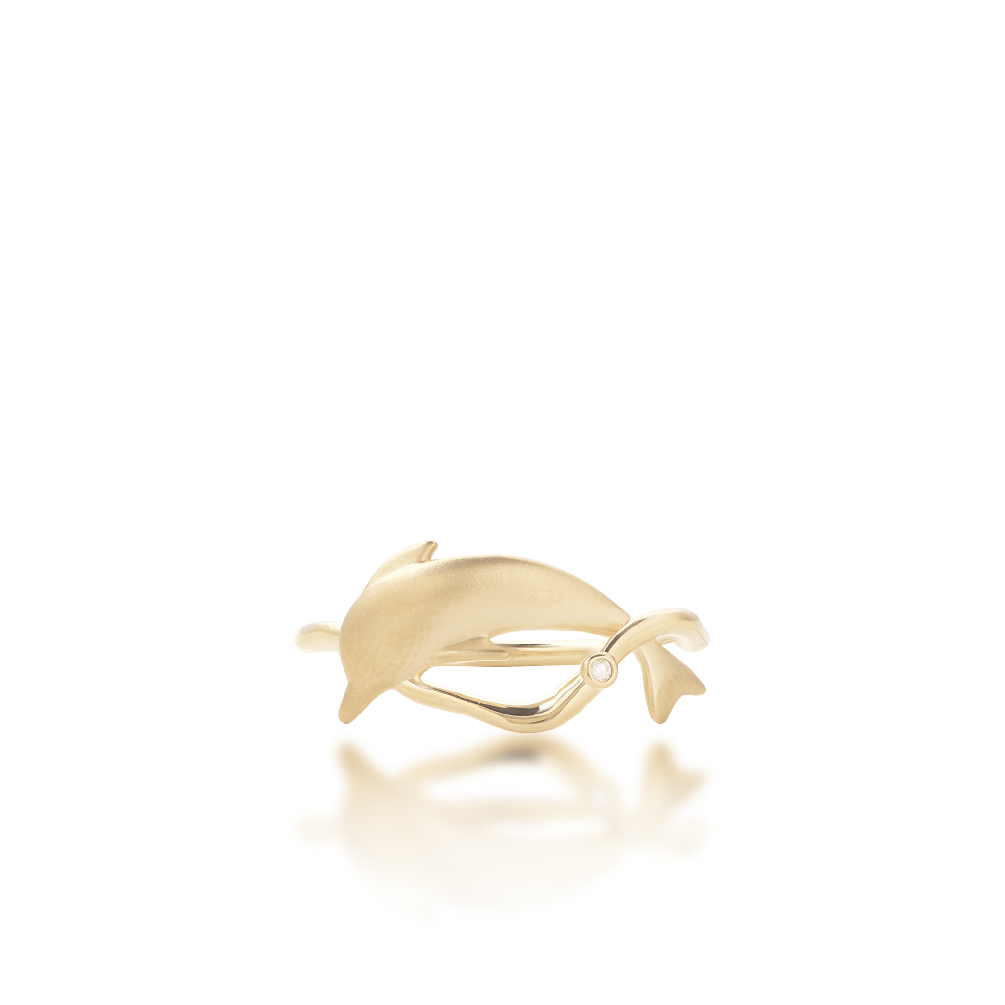 Bubble Dolphin Ring in Gold with Diamond - 10mm