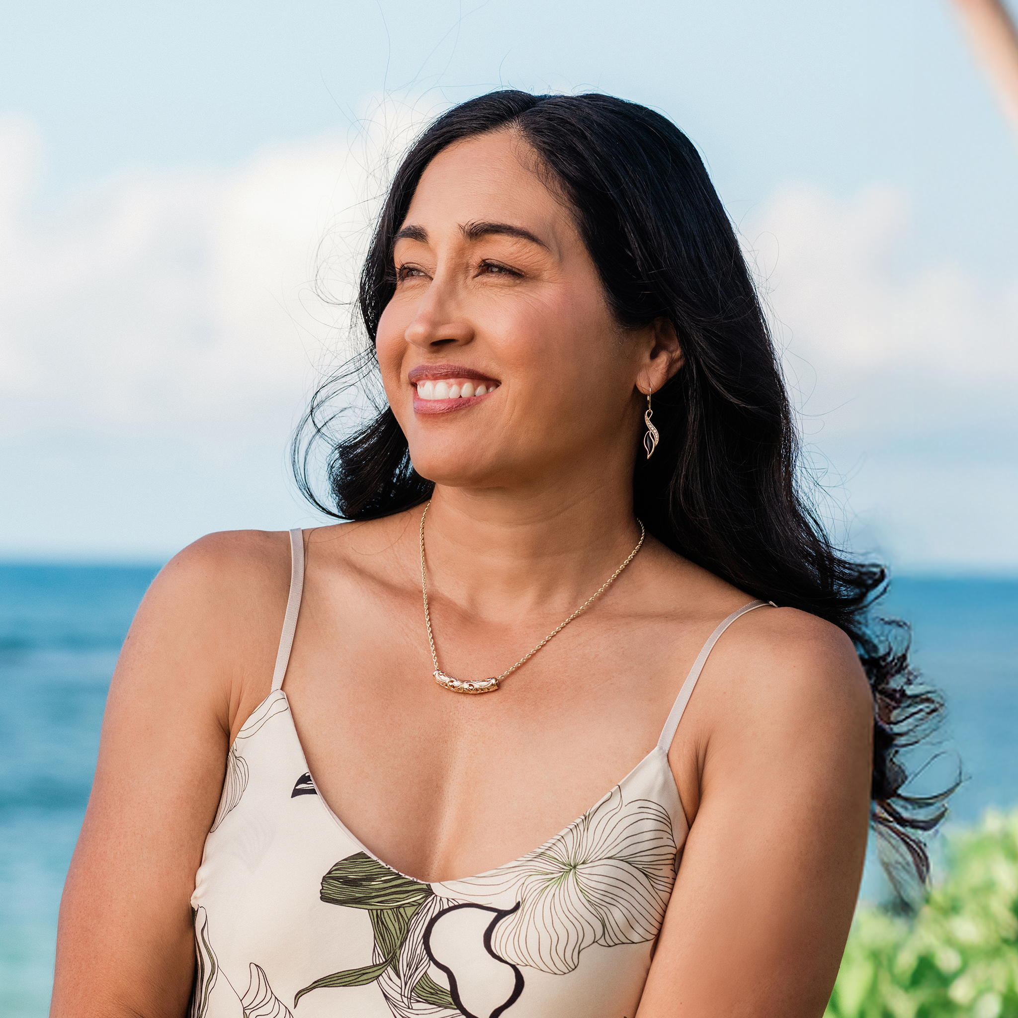 ハワイアンの家宝プルメリアバレルペンダントの金-37mm