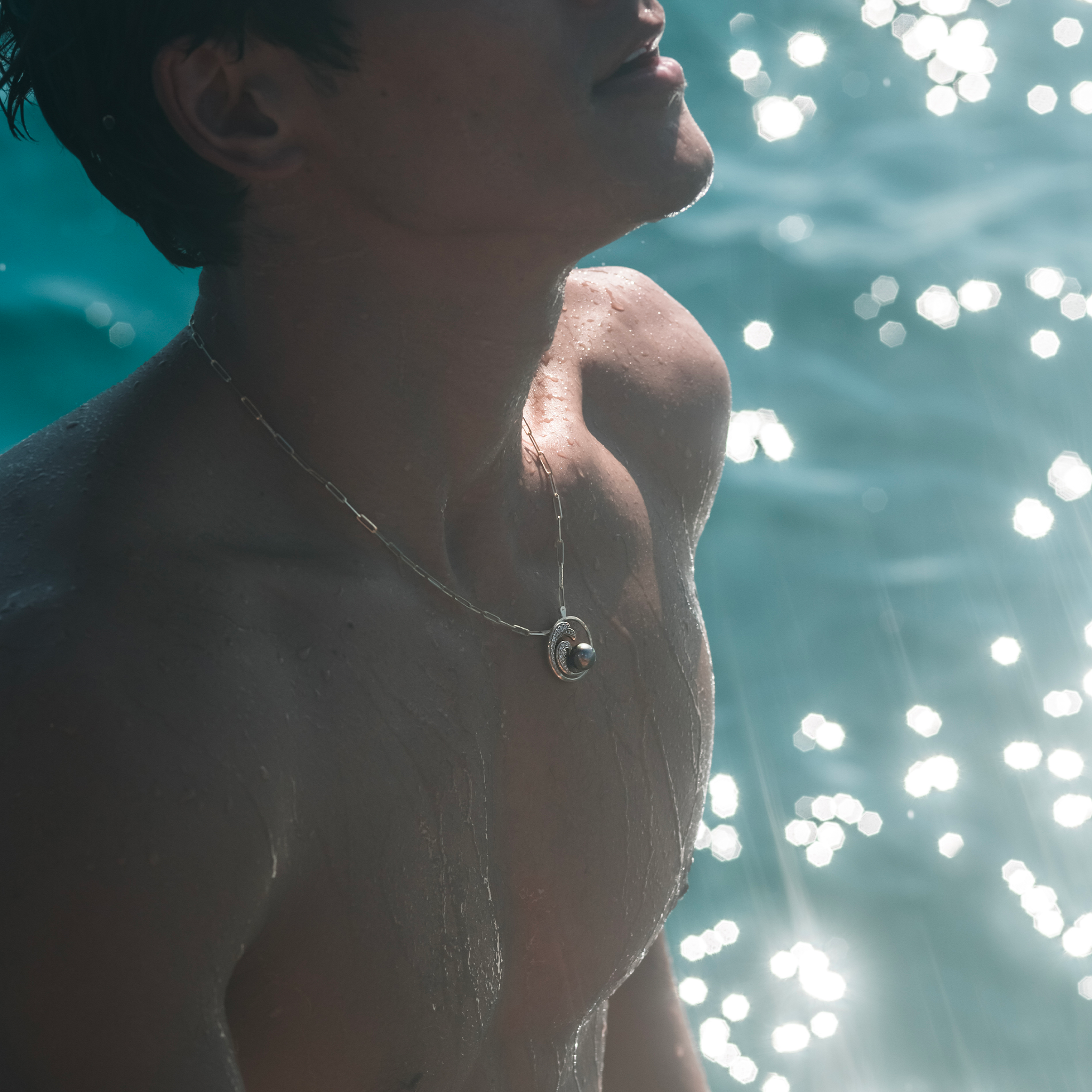 ナルタヒチアンブラックパールペンダントダイヤモンド - 24mm