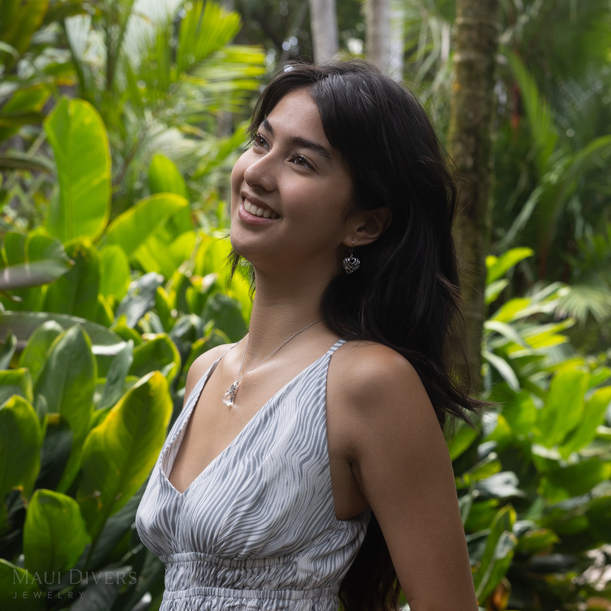 Crystal Pineapple Pendant in Sterling Silver - 29mm