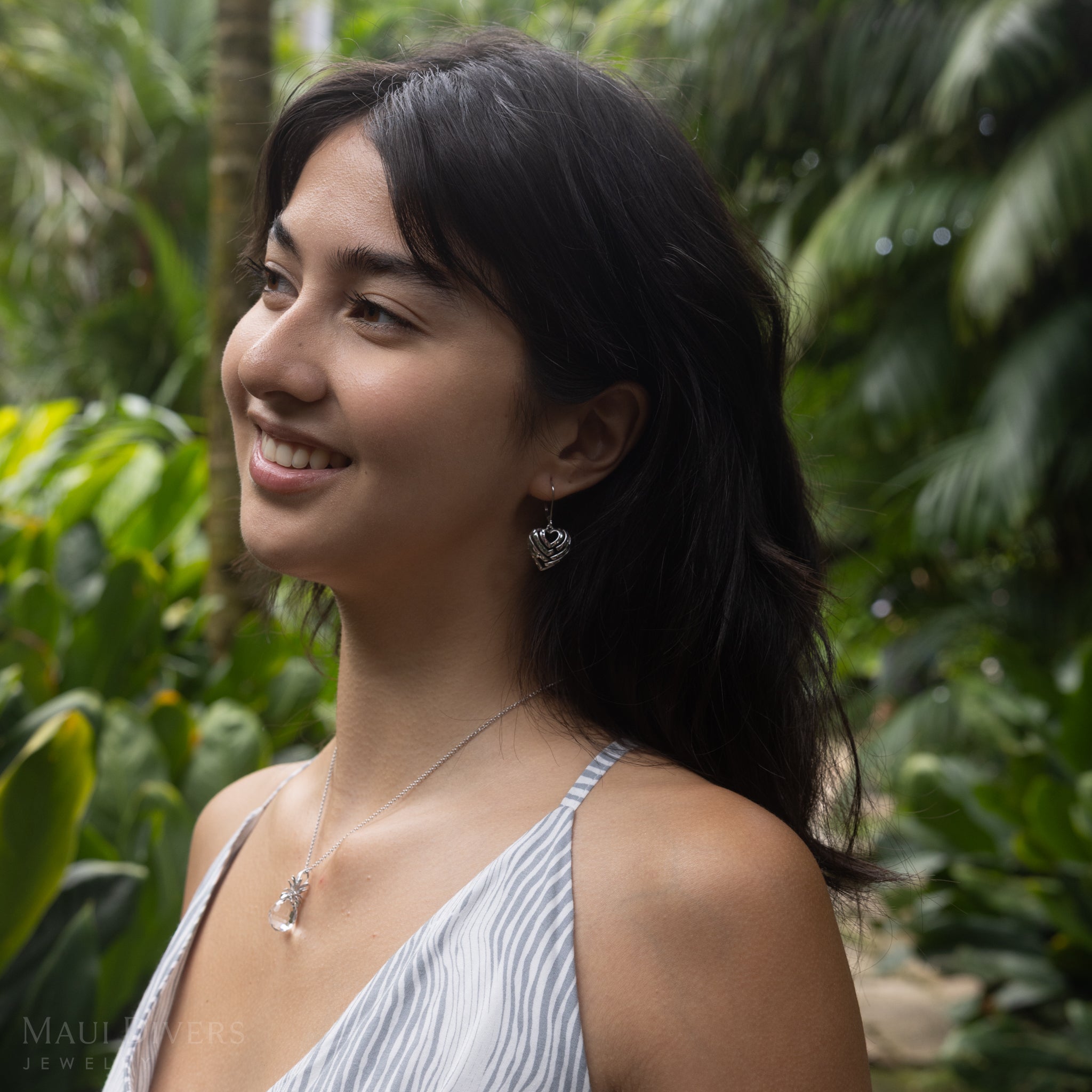 Aloha Heart Earrings in Sterling Silver - 18mm