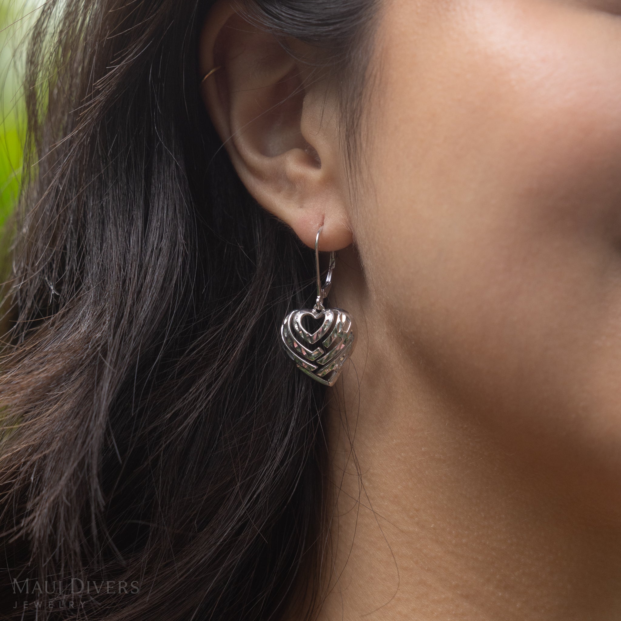 Aloha Heart Earrings in Sterling Silver - 18mm