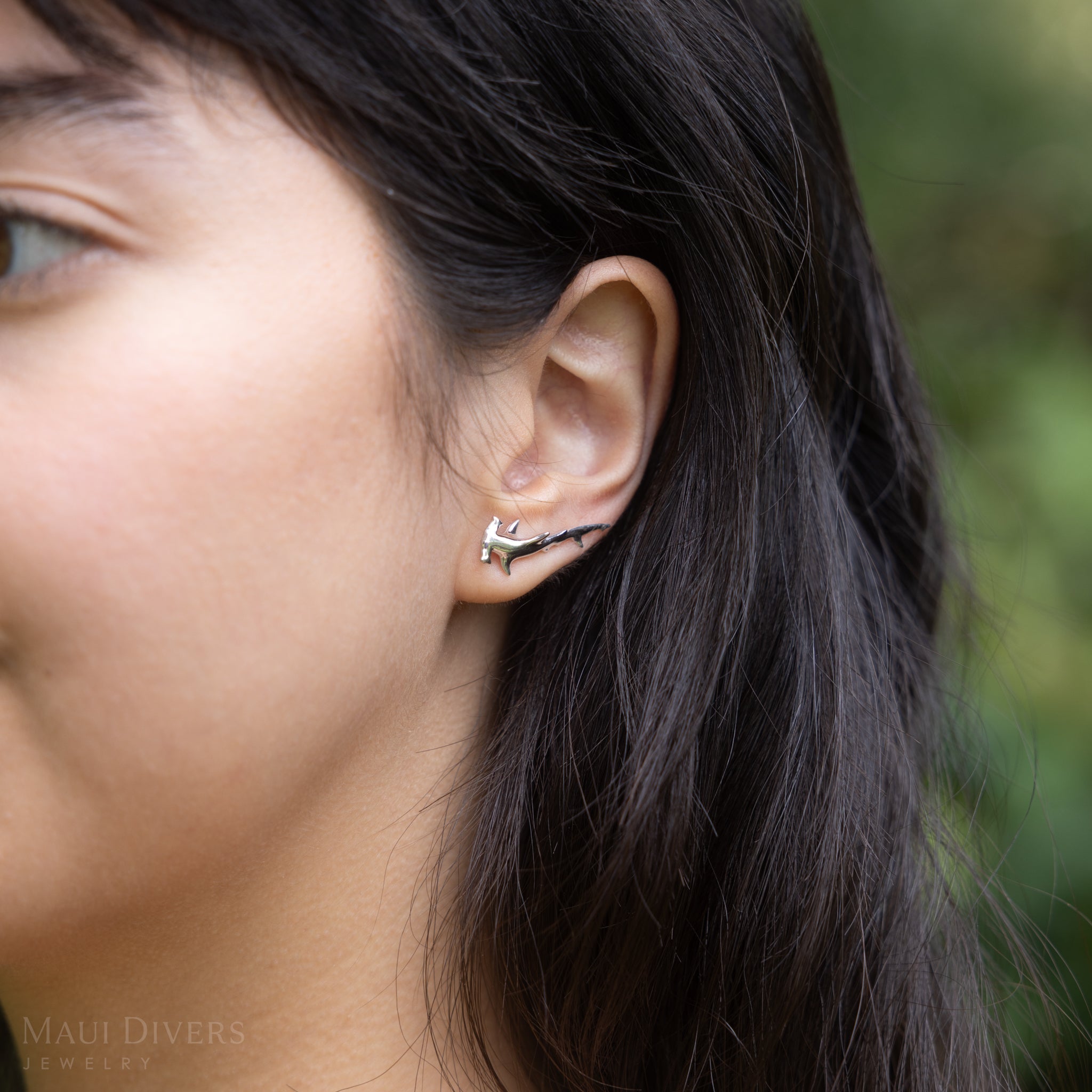 ハンマーヘッドシャーククライマーピアス(スターリングシルバー)