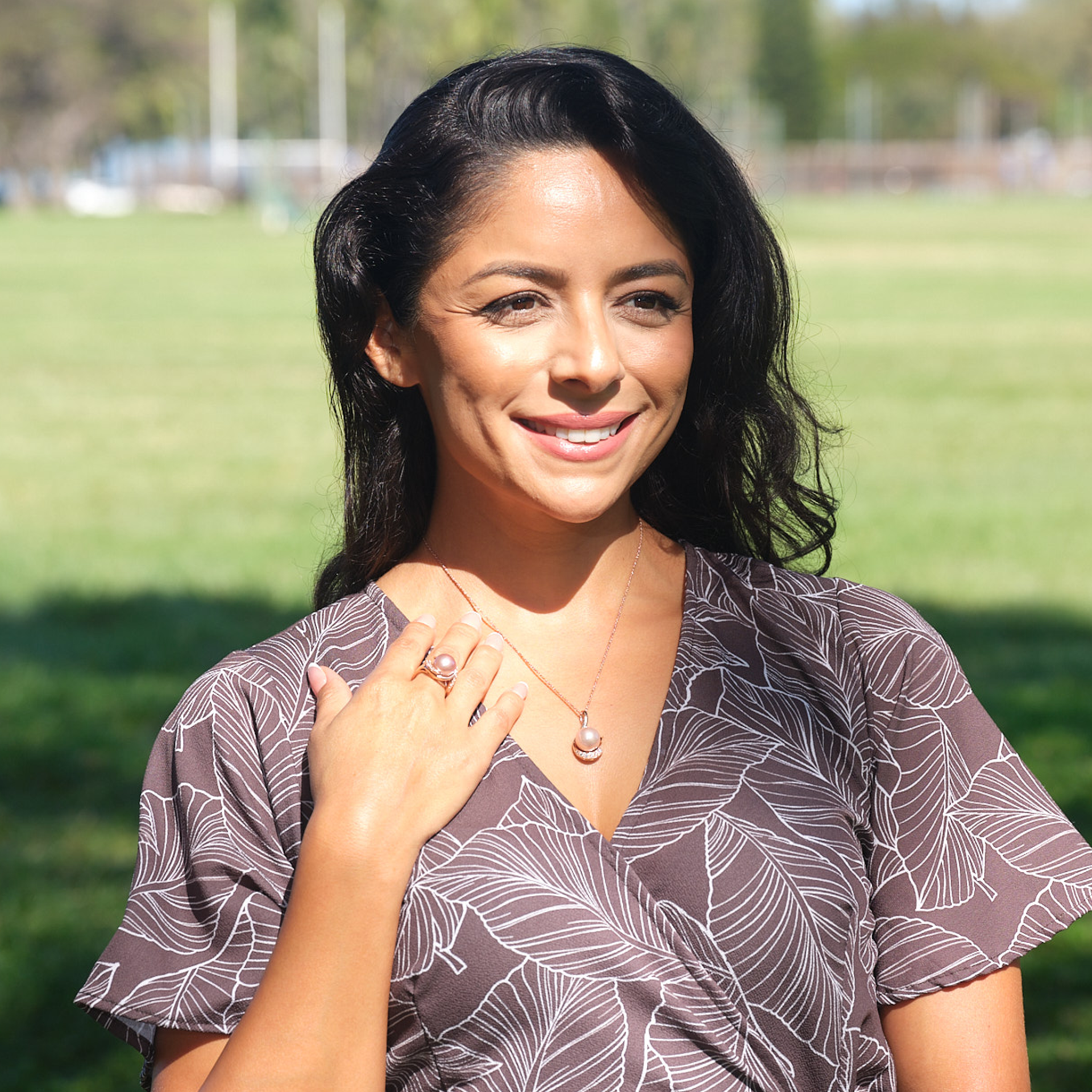 Infinity Lavender Freshwater Pearl Pendant in Rose Gold with Diamonds - 12-13mm