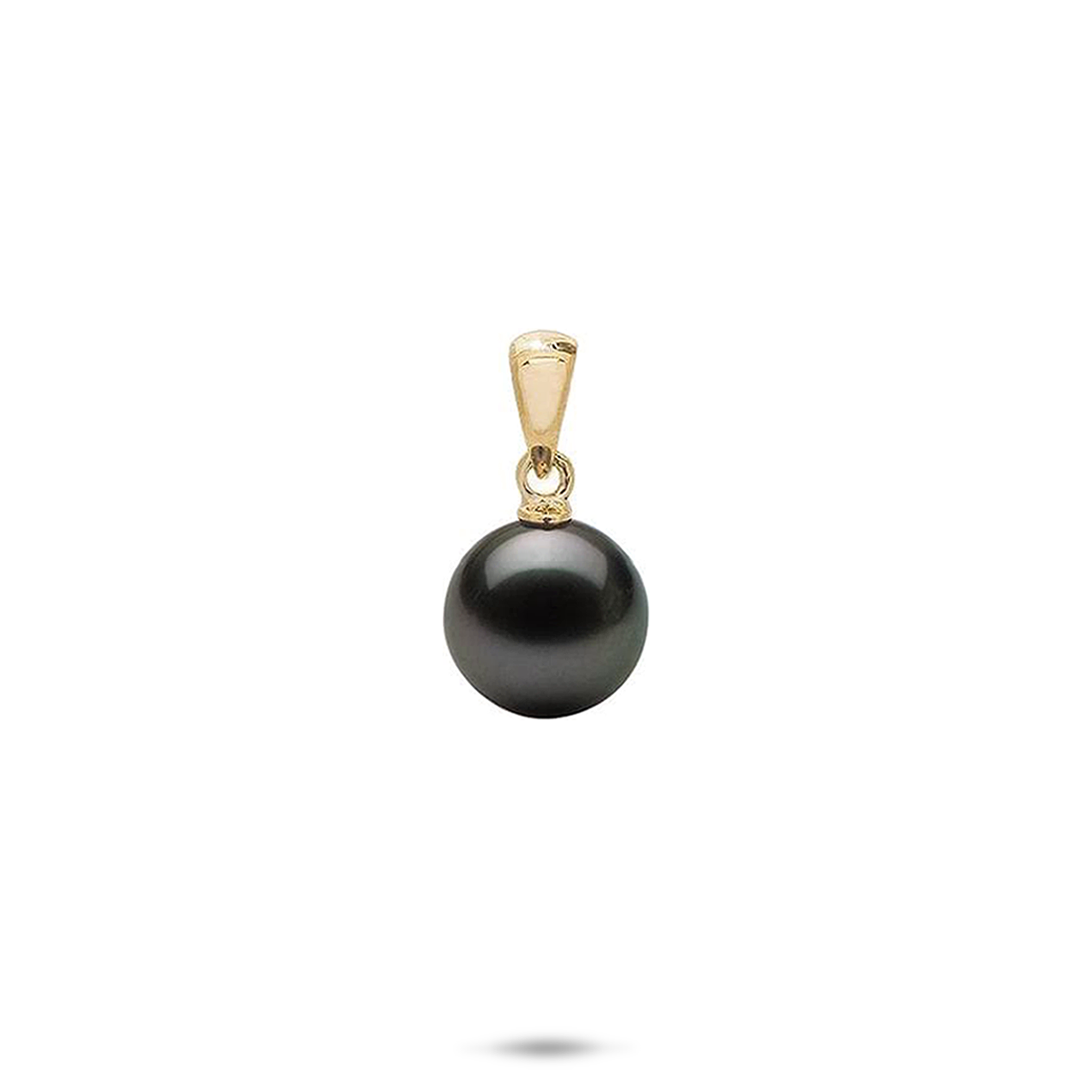金のタヒチブラックパールペンダント -  9-10mm